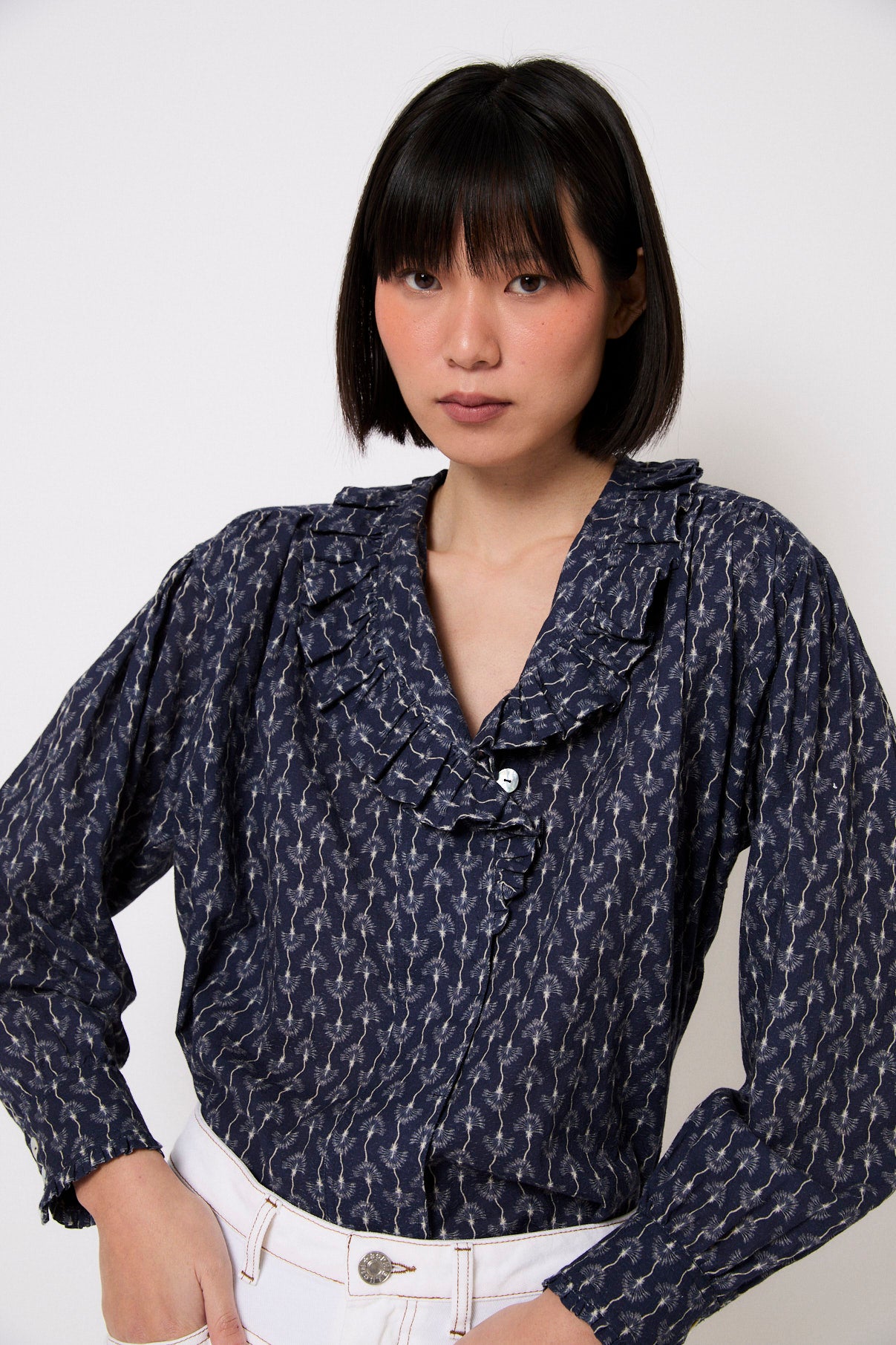 MARIBEL FLORINDA NAVY BLOUSE