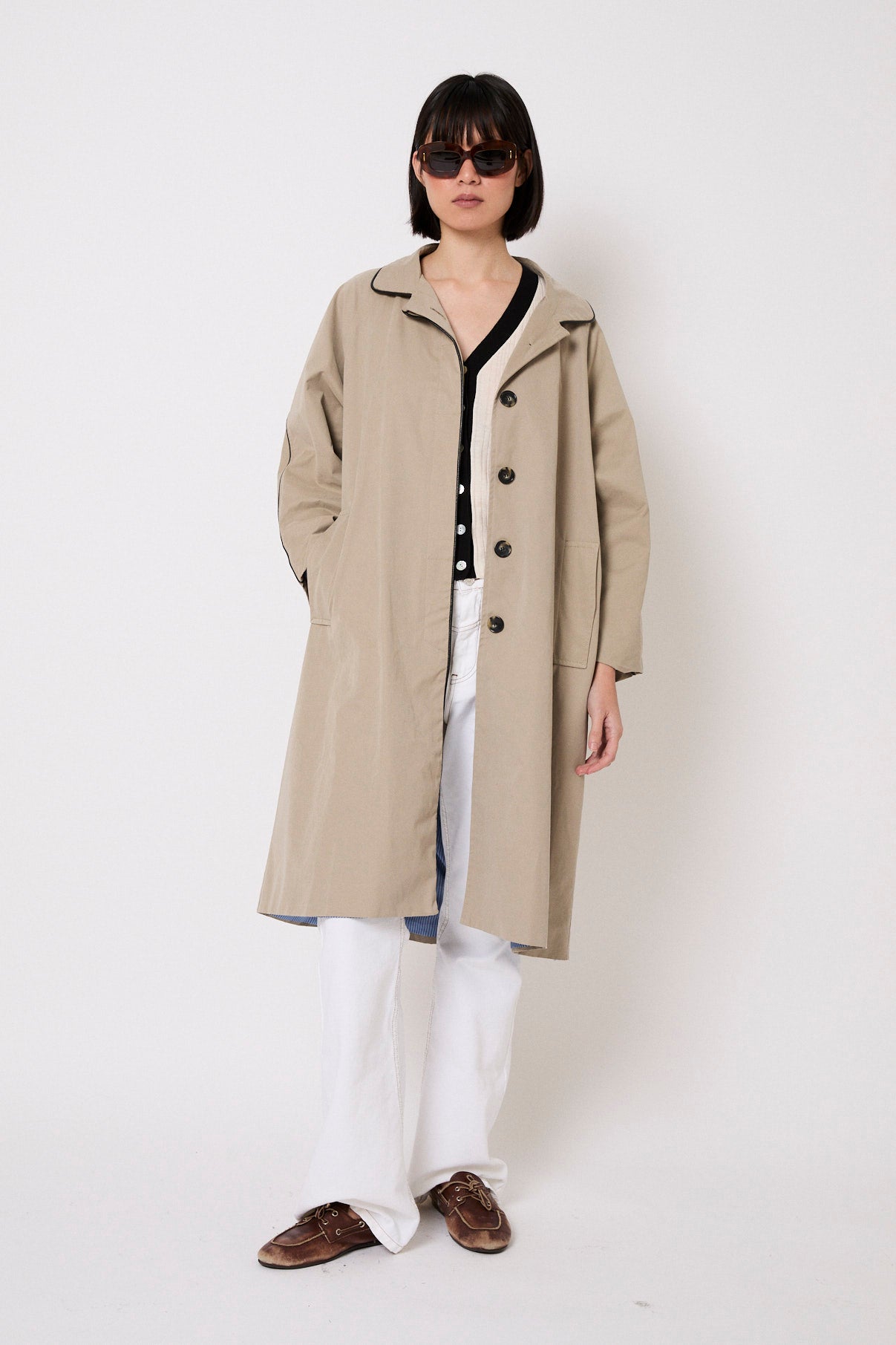 RIVETE OVER RAIN TAUPE TRENCH COAT