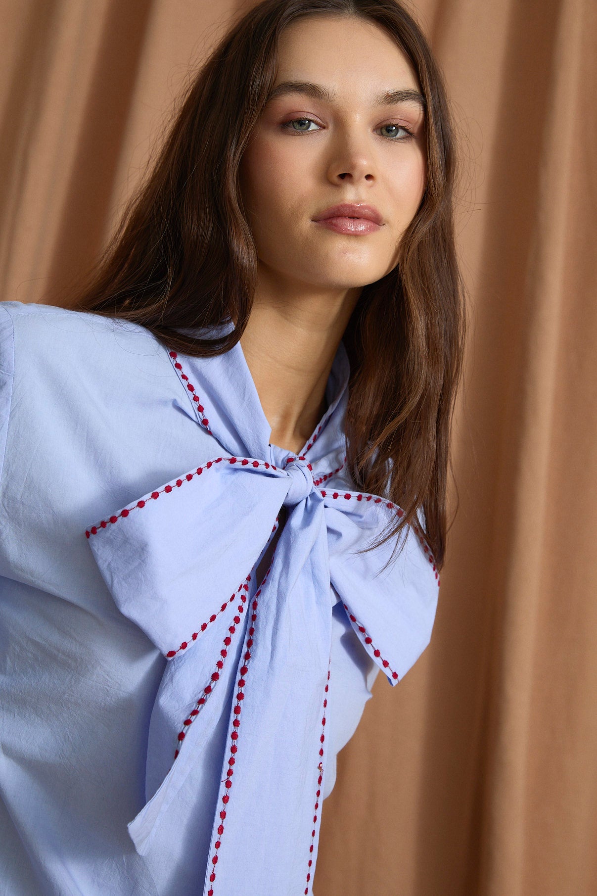 BLUSA LUCIANA POPELIN AZUL