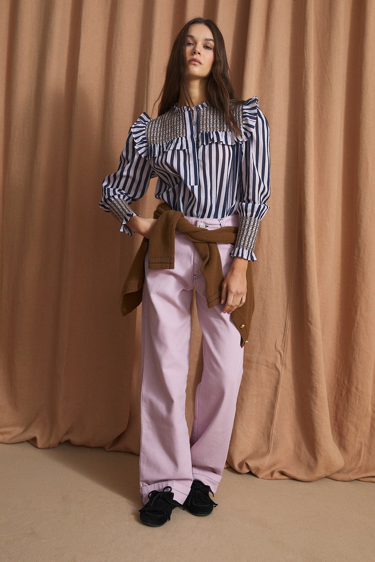 BLUSA CONCHITA LINEAS MALVA