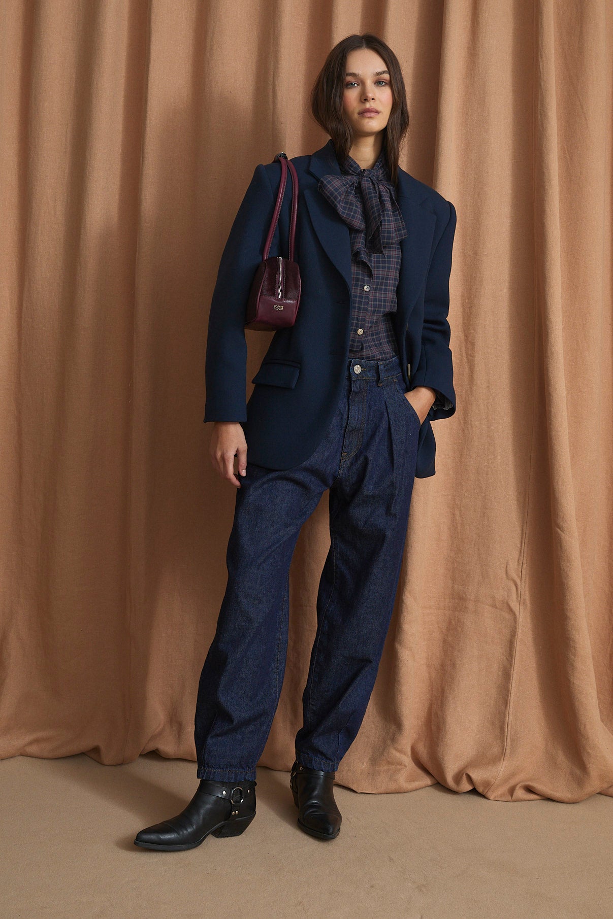 PAJARITA MADRAS BLUE BLOUSE