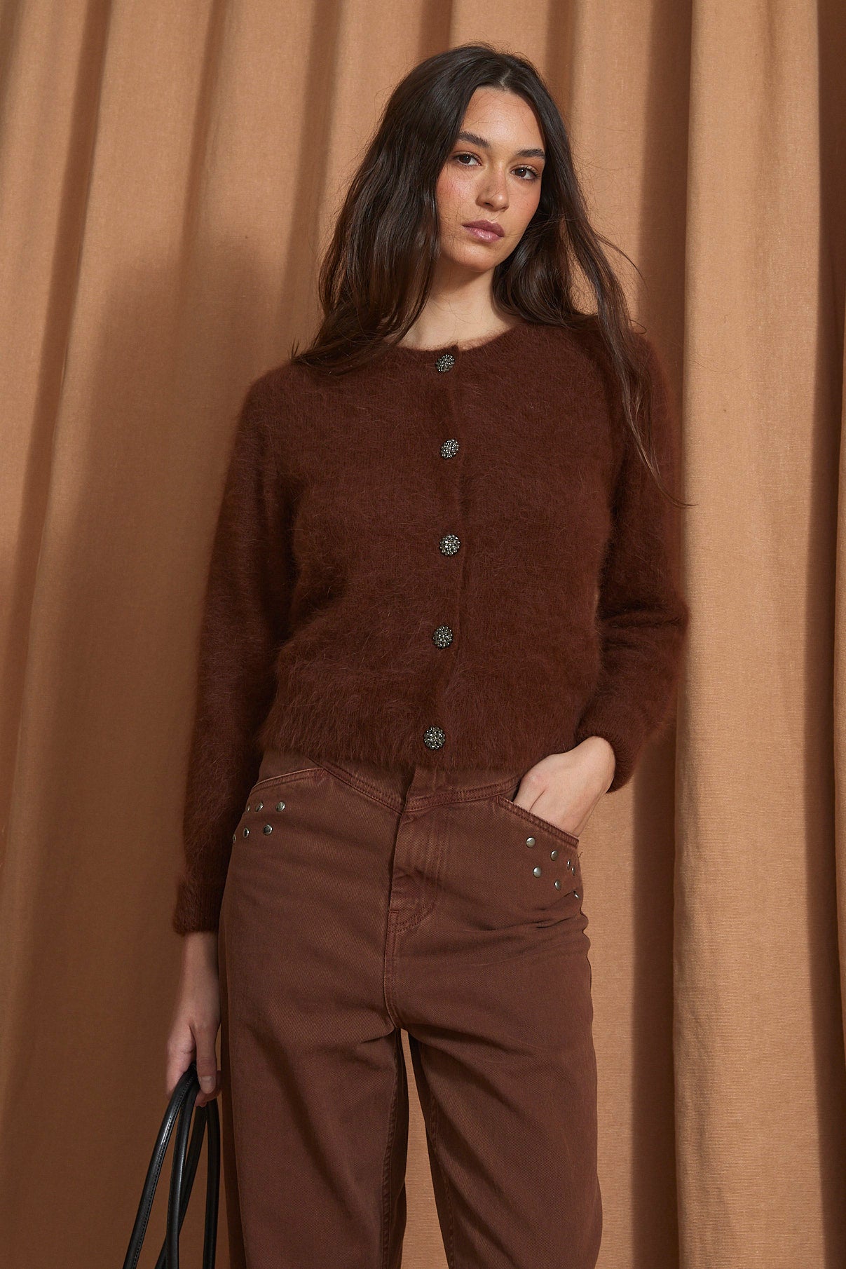LUISA KNITTED BROWN JACKET