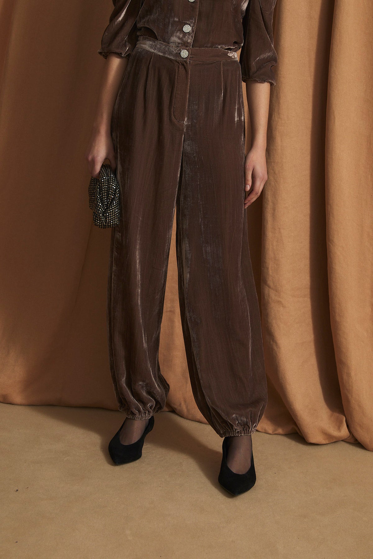 LINDA VELVET BROWN TROUSERS