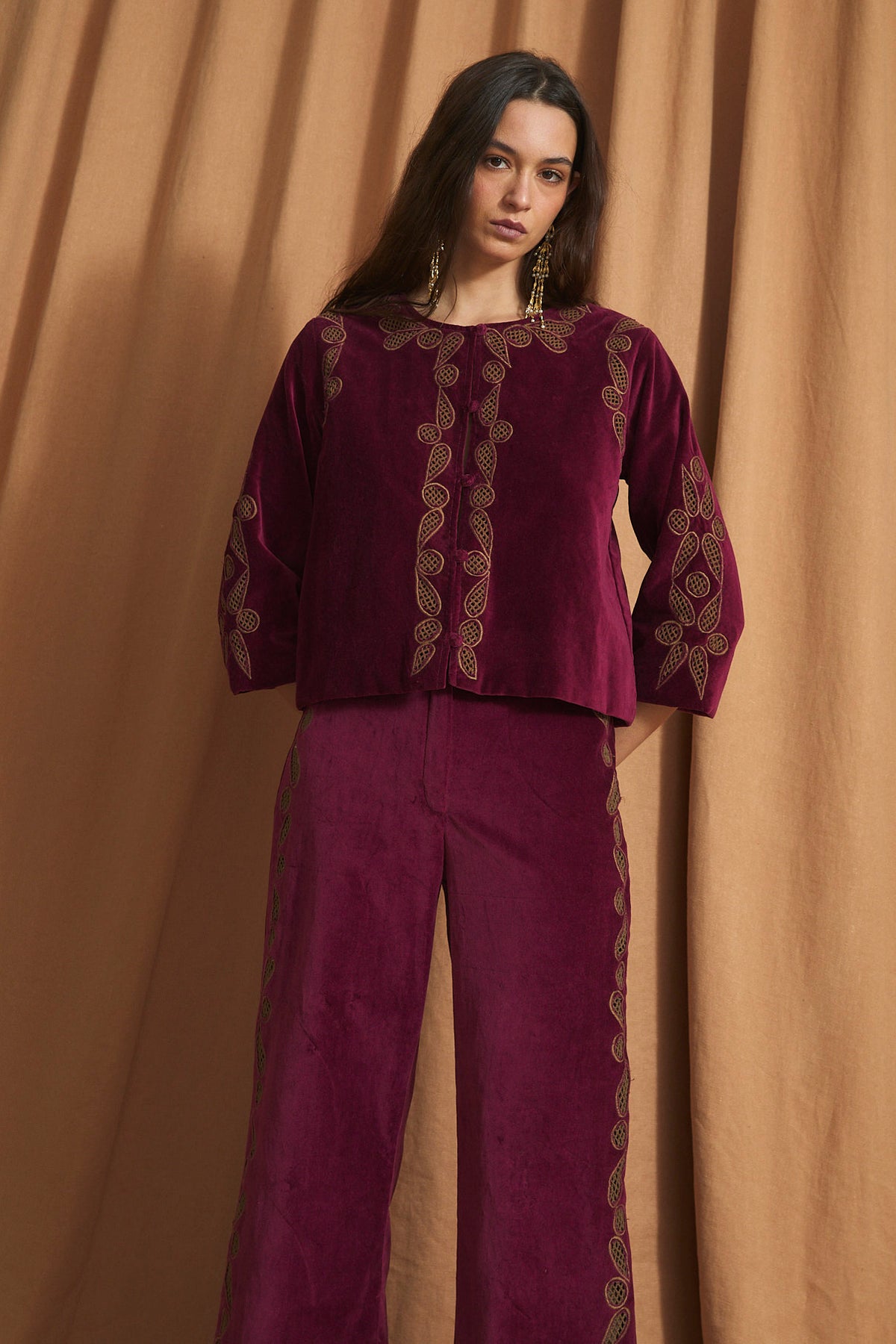 CHAQUETA ROSE VELVET BURGUNDY