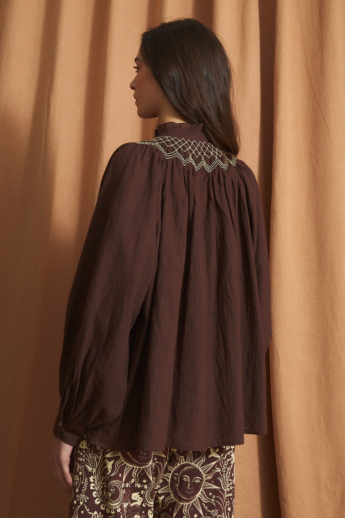 TULIP TWILL BROWN BLOUSE