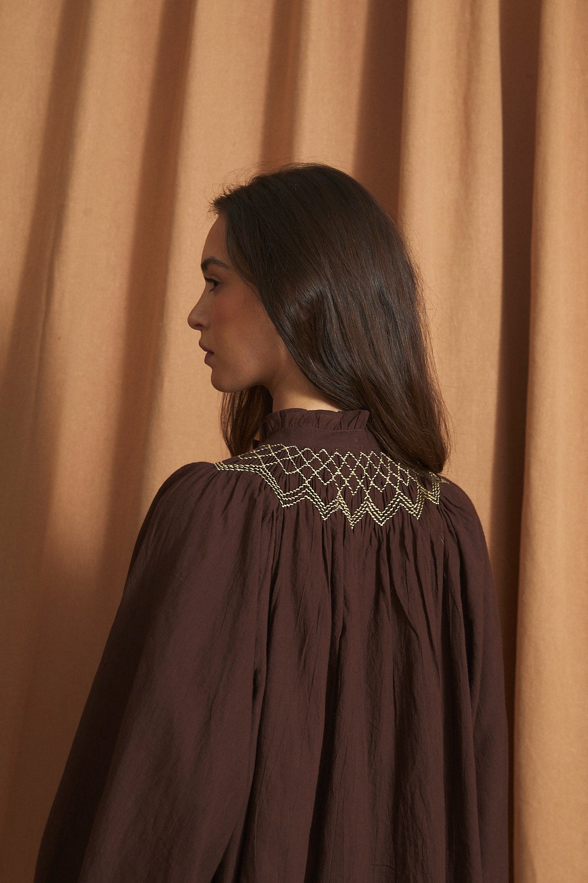TULIP TWILL BROWN BLOUSE