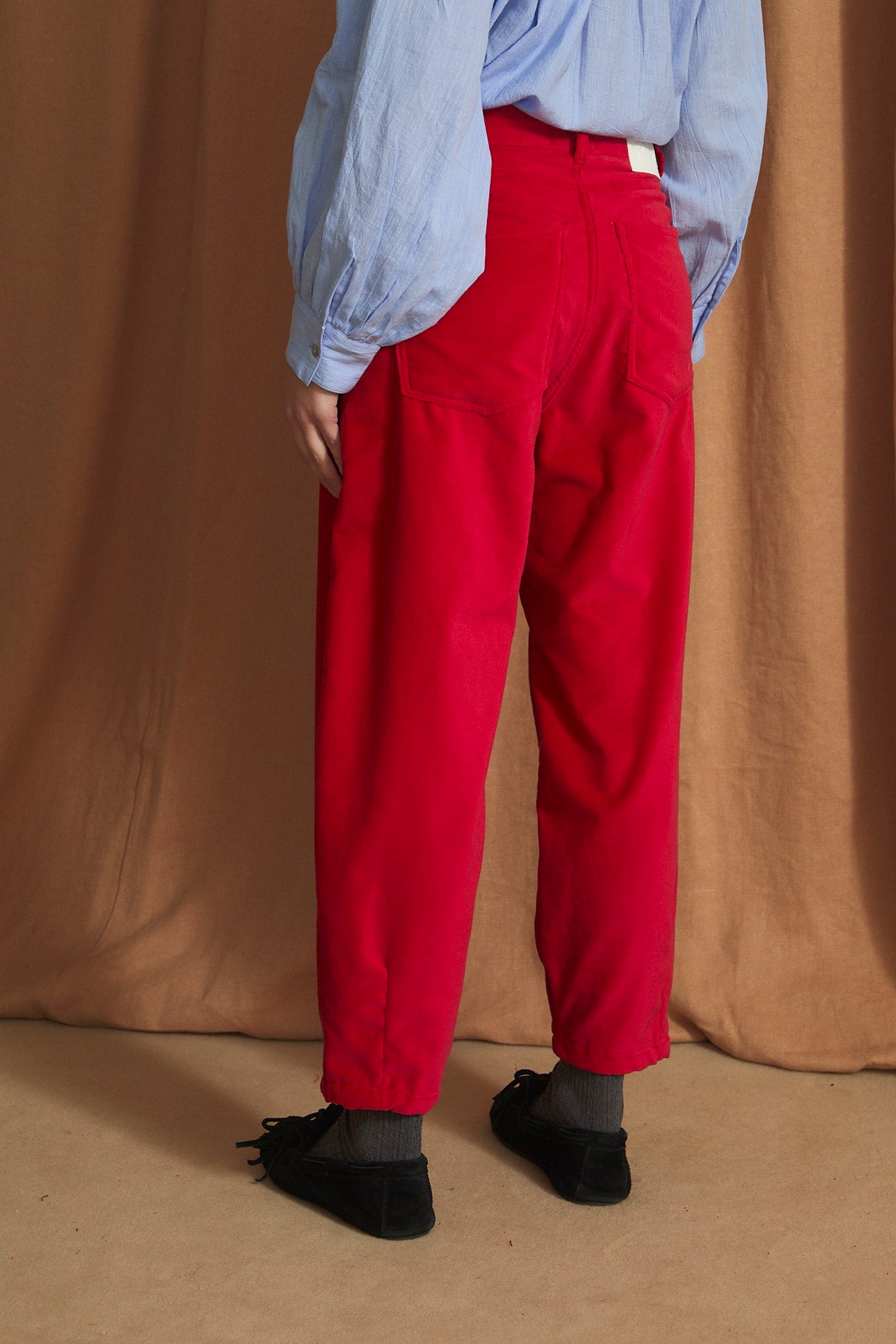 PANTALON BOYFRIEND VELVET ROJO