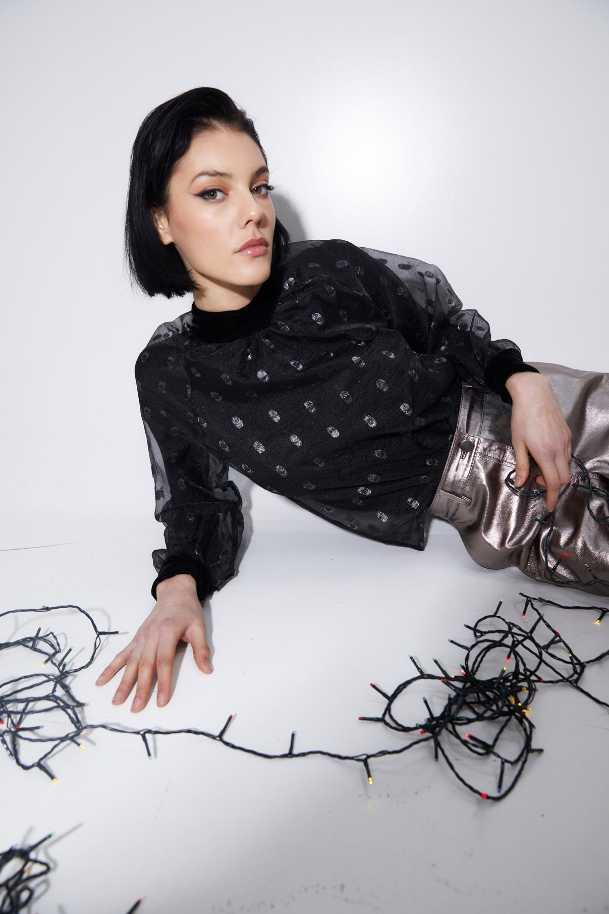 LALI PLUMETI SILVER BLOUSE