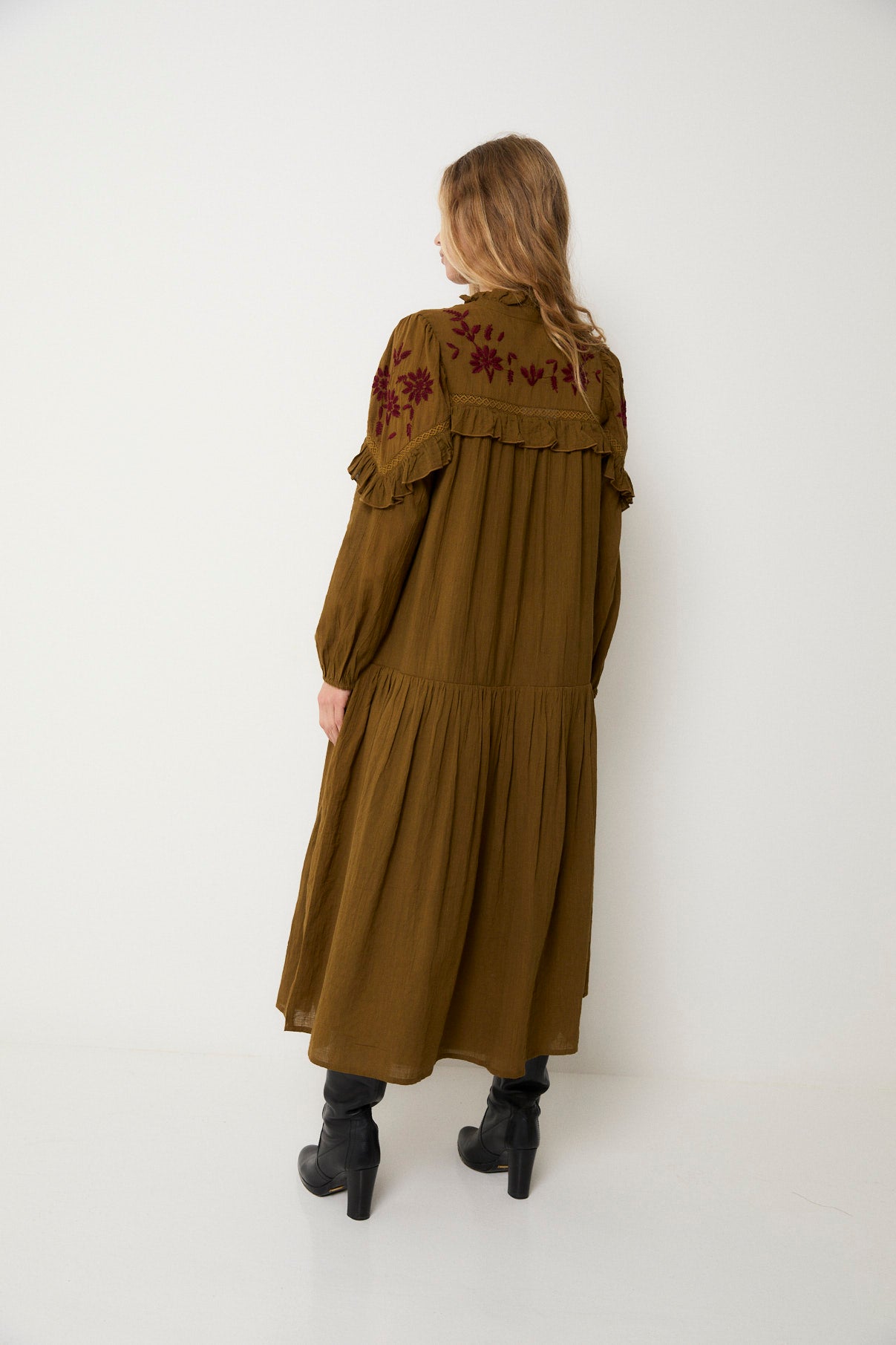 VESTIDO TRUJILLO EMBROIDERY KAKI