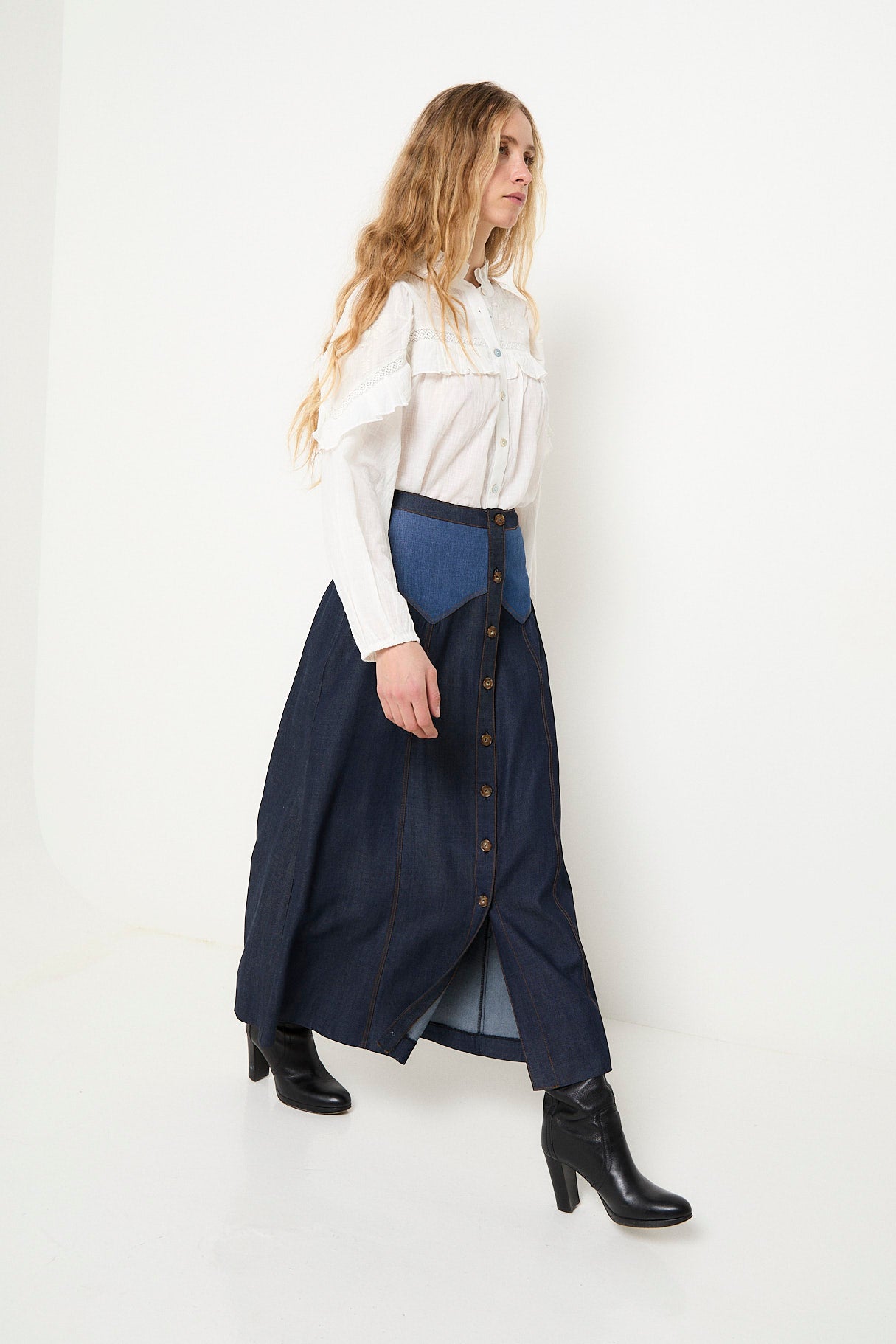 FALDA CATALINA MIX TENCEL AZUL