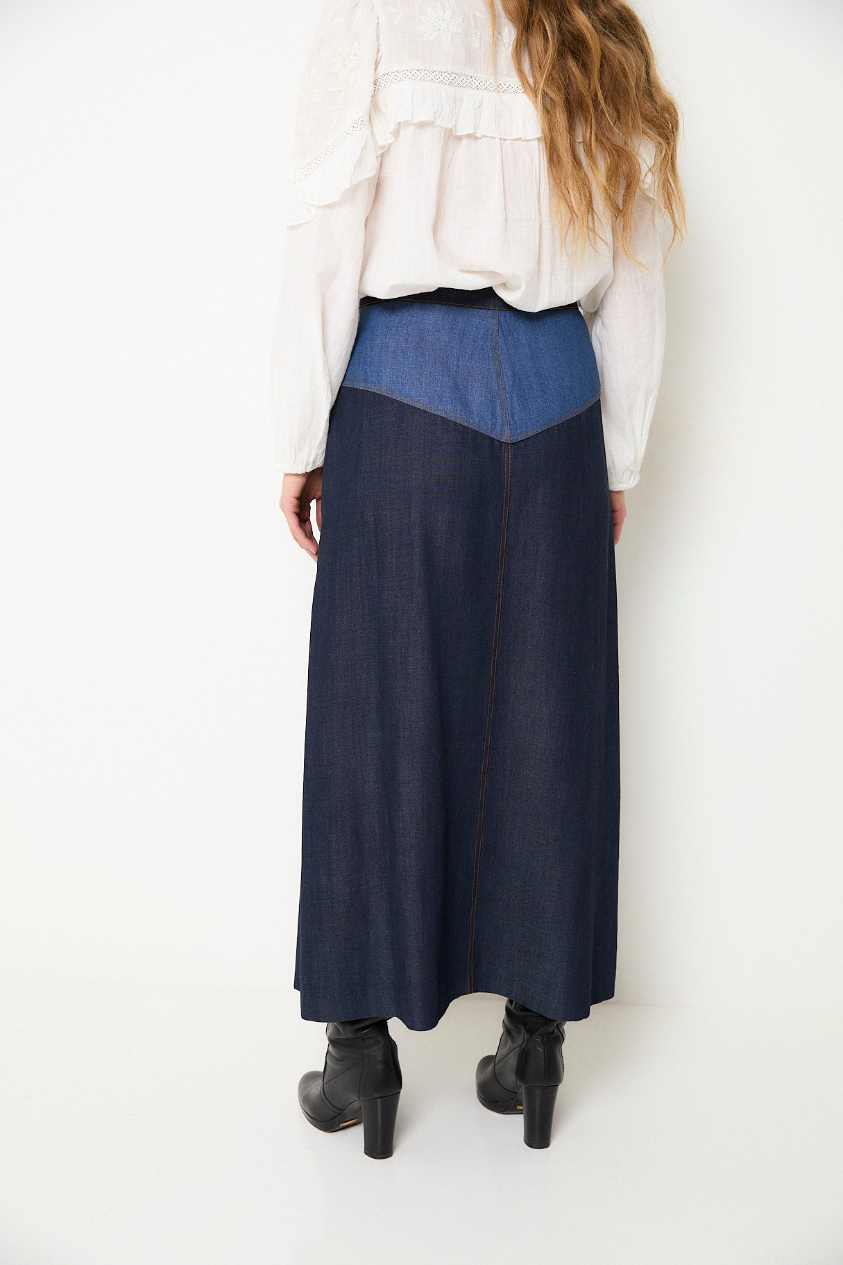 FALDA CATALINA MIX TENCEL AZUL