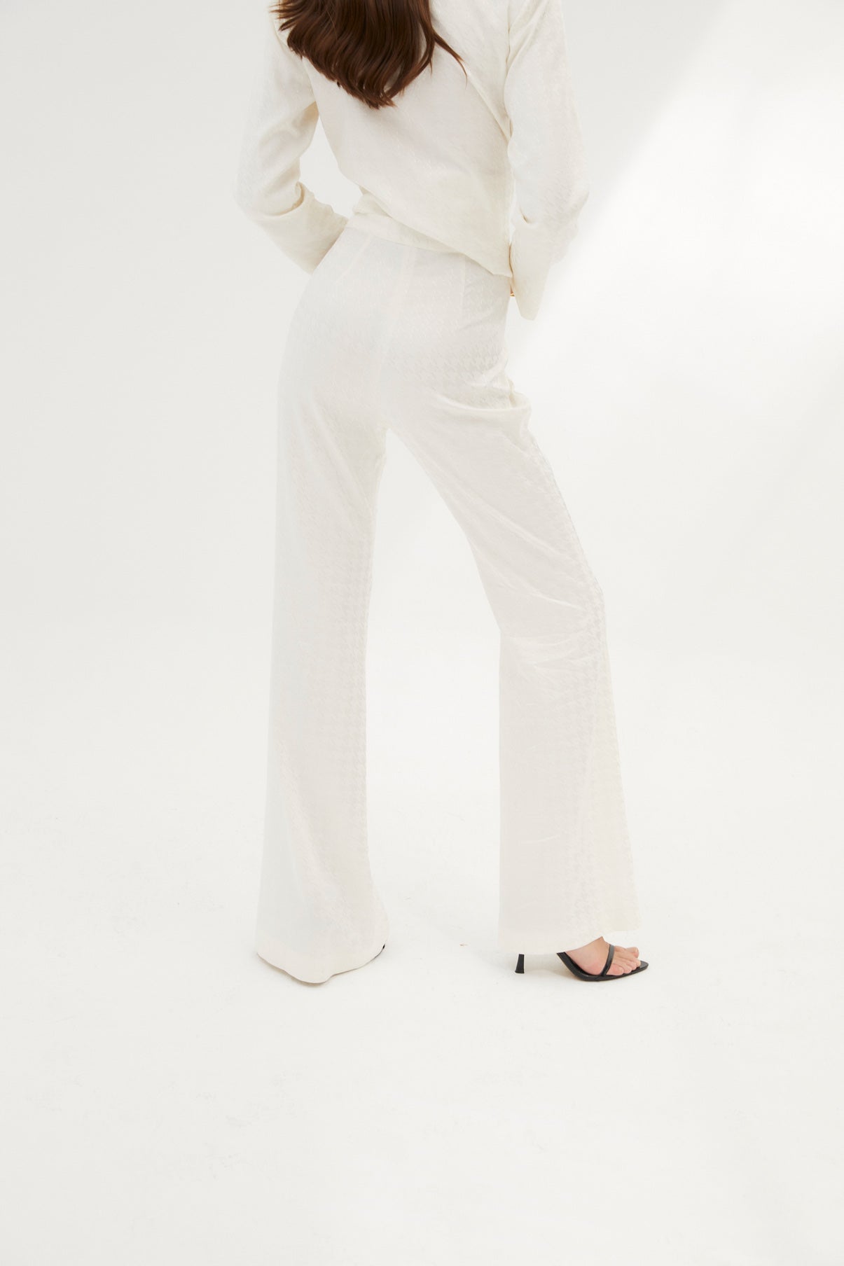 PANTALON QUATRE VINGT PIED-DE-POULE ÉCRU