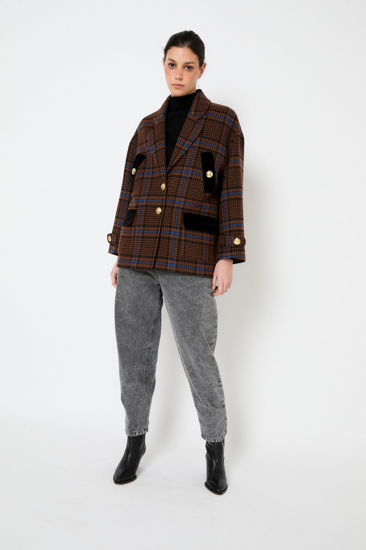 CHAQUETON DAKOTA CUADROS CAMEL