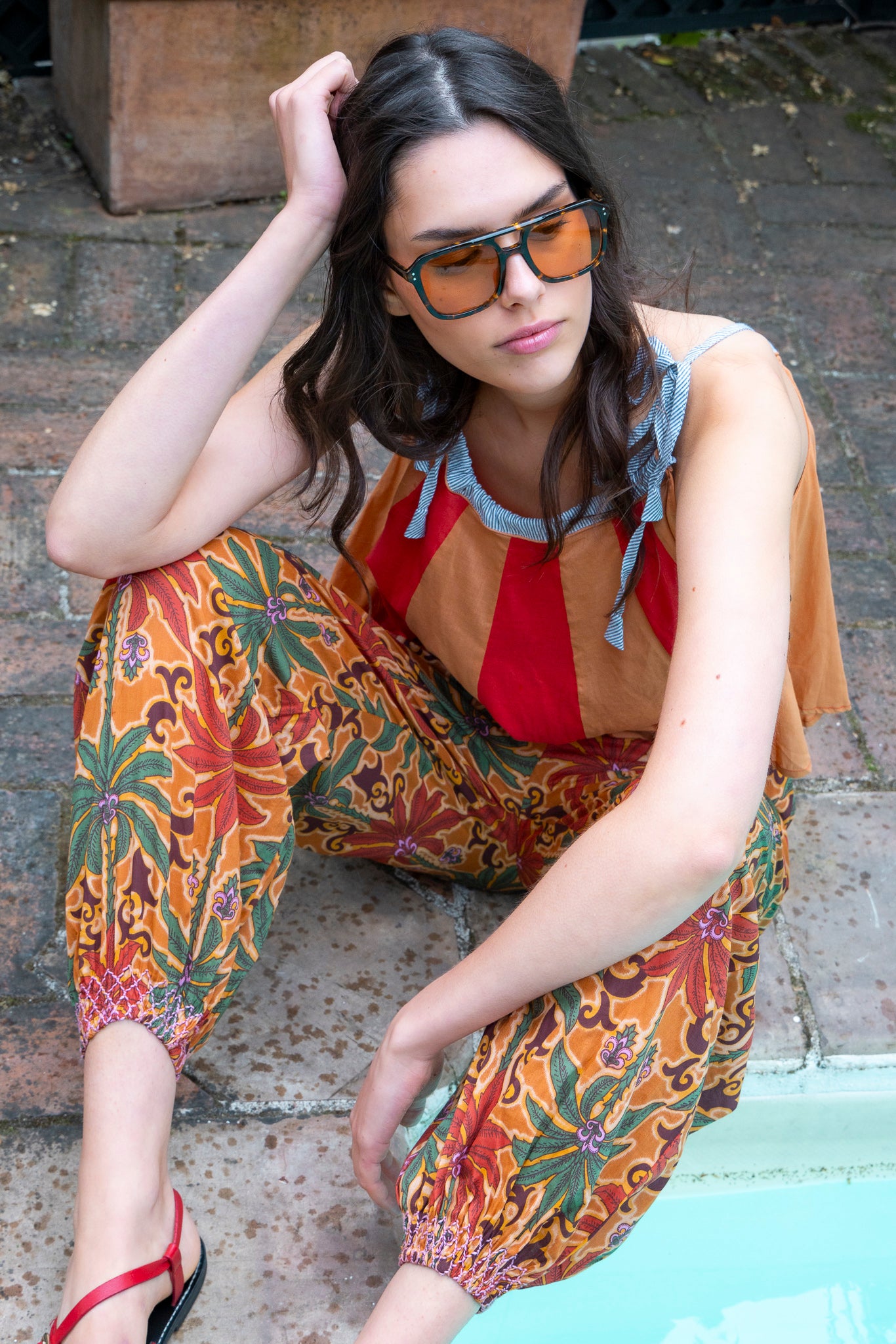 PANTALON TULA PALMAS TEJA