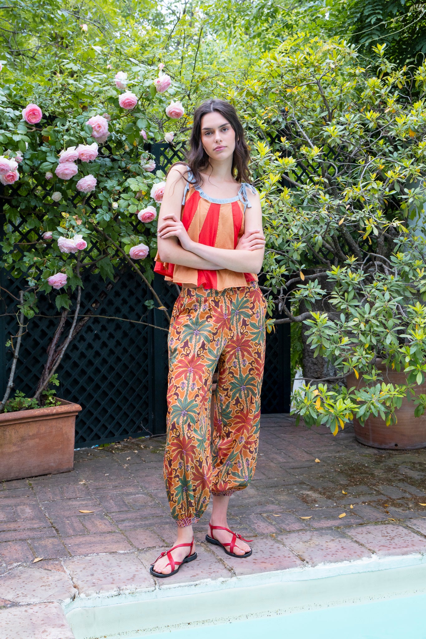 PANTALON TULA PALMAS TEJA