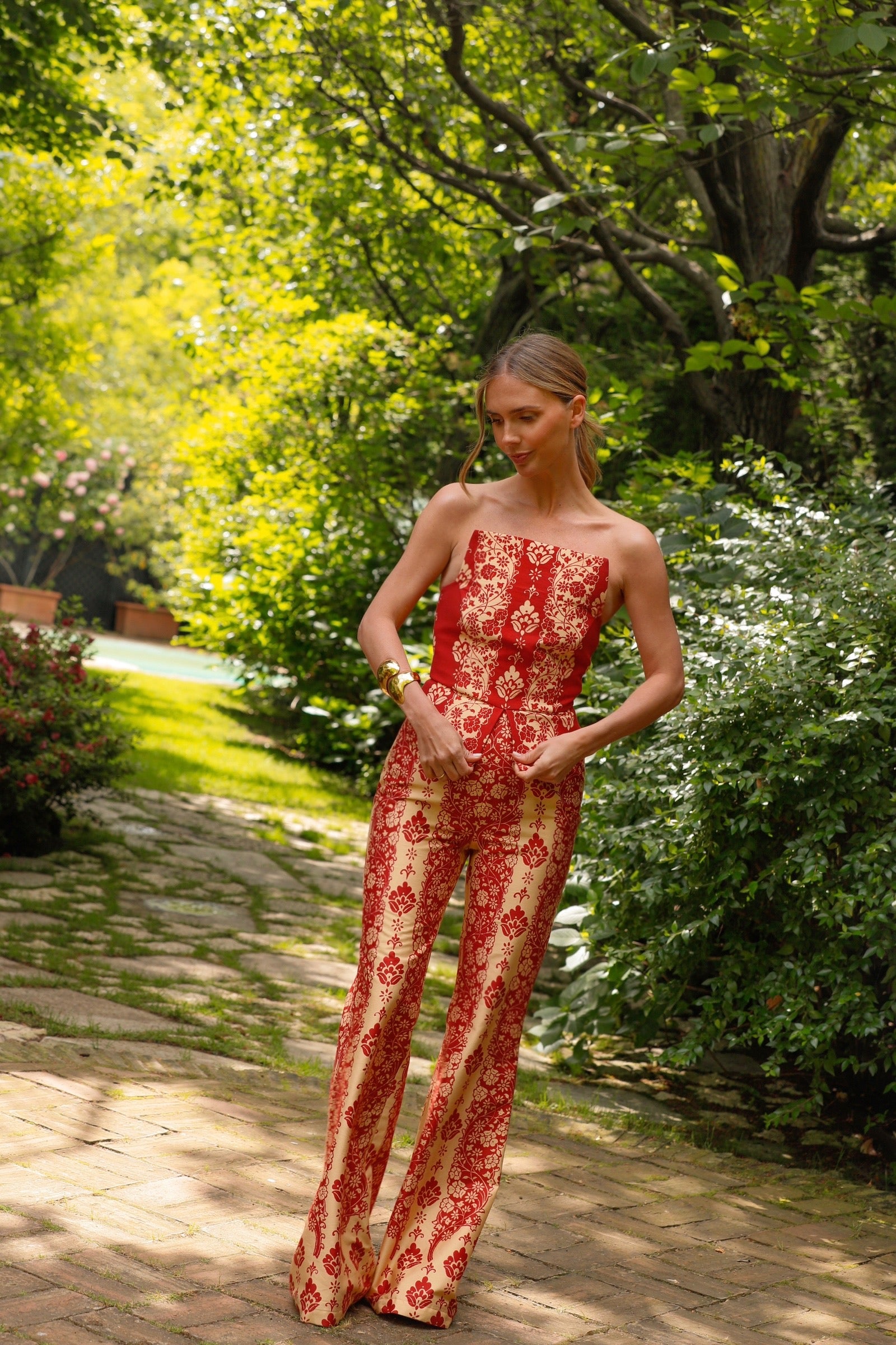 MAR PRINTED RED TROUSERS