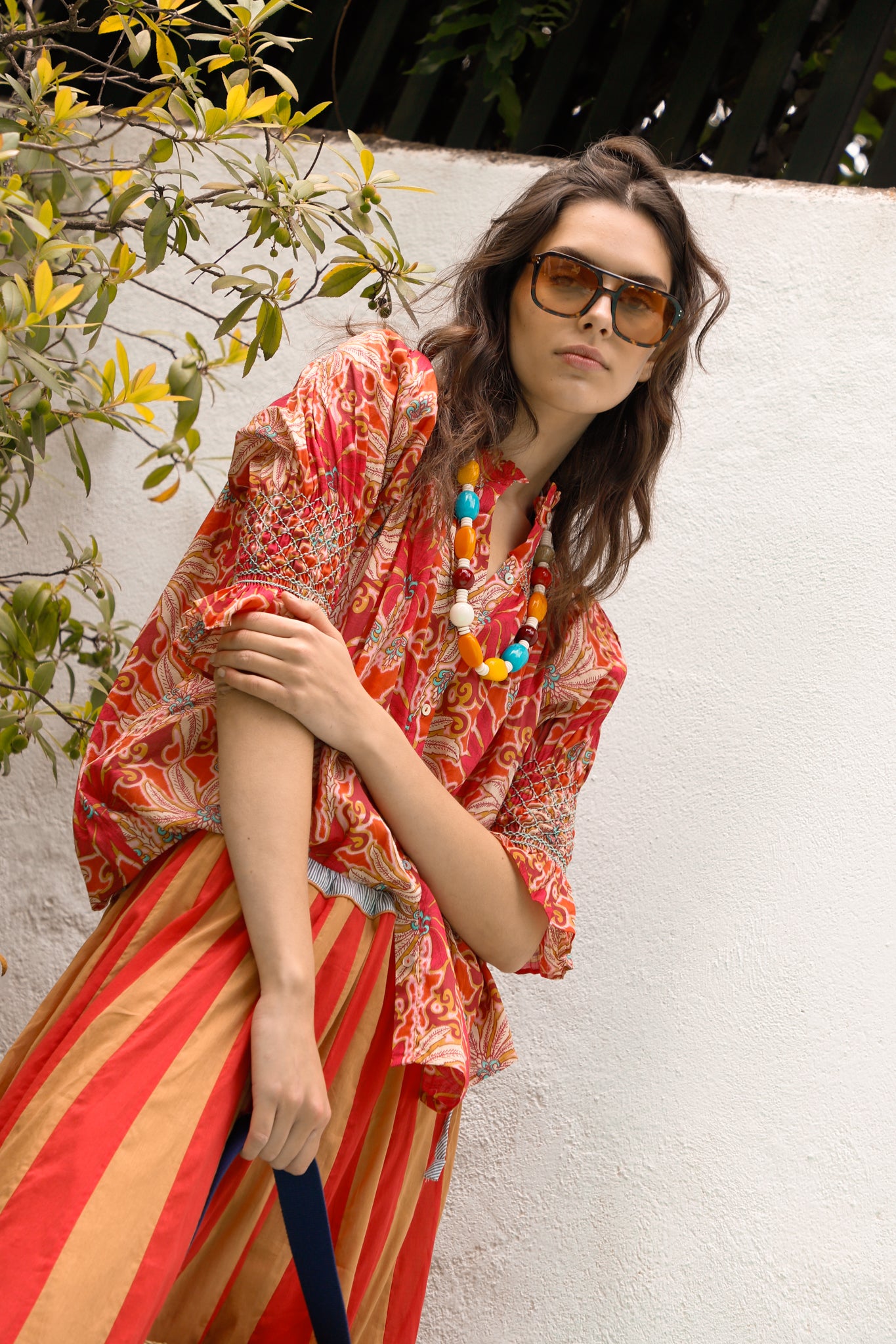 BLUSA TULA PALMAS ROJO