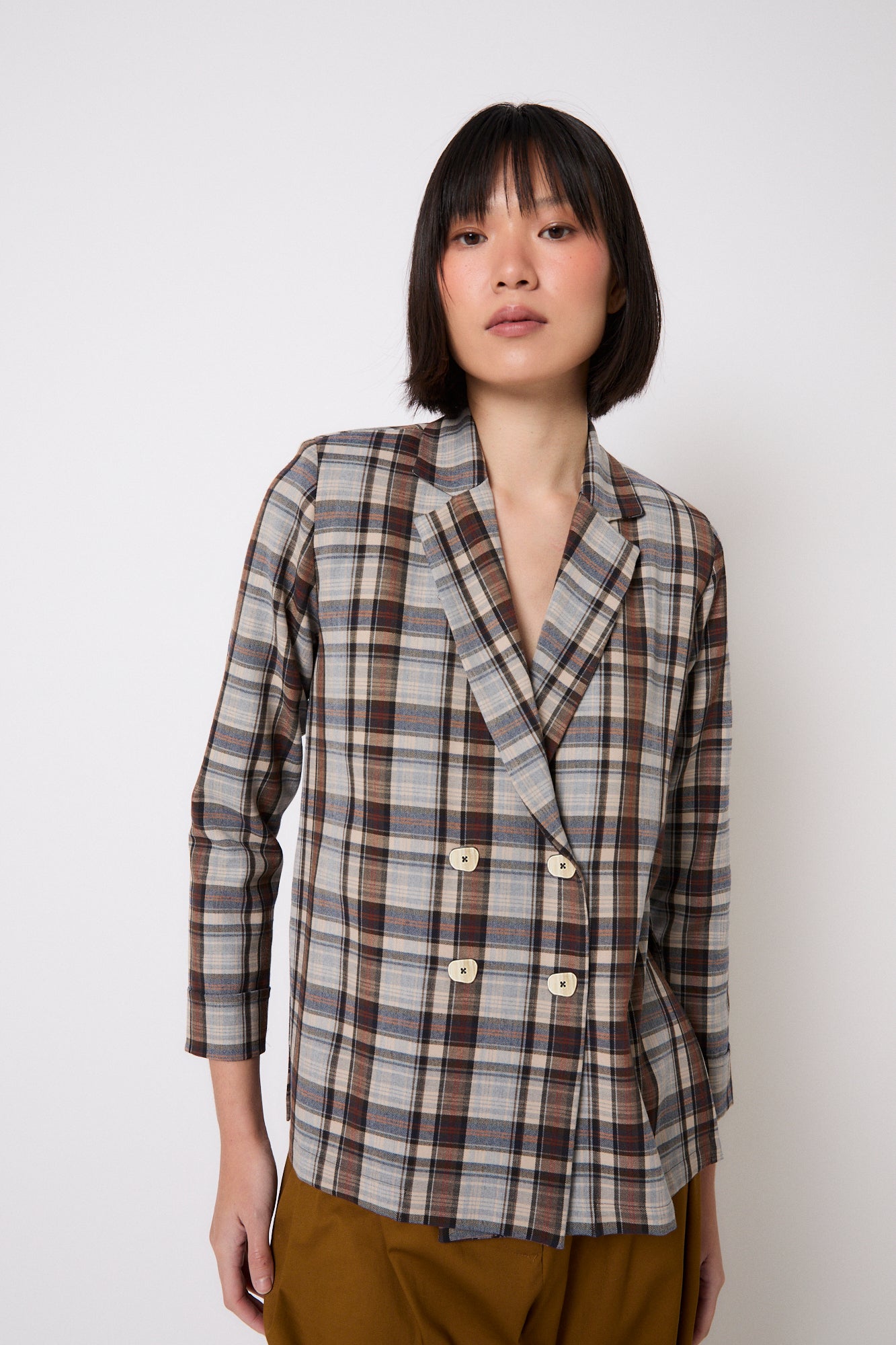 CHAQUETA ICON TARTAN MARRON
