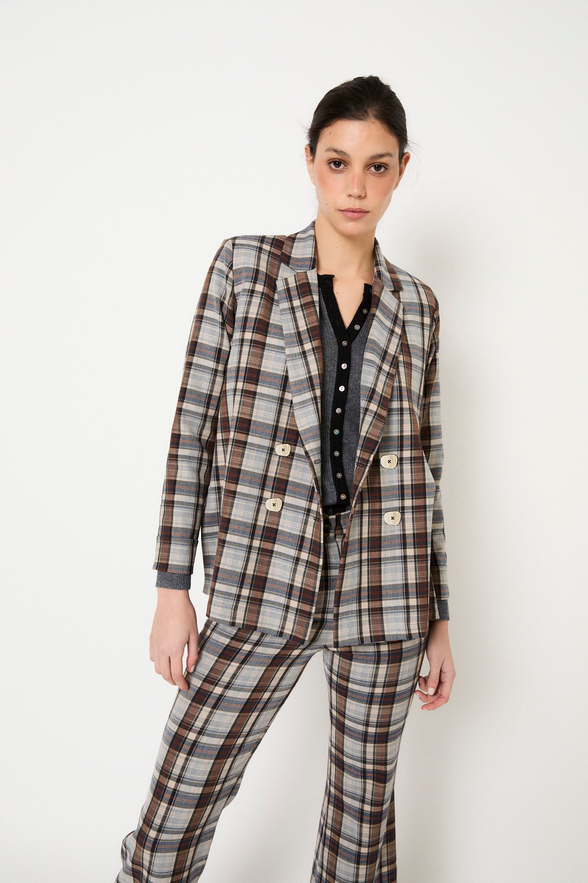 CHAQUETA ICON TARTAN MARRON