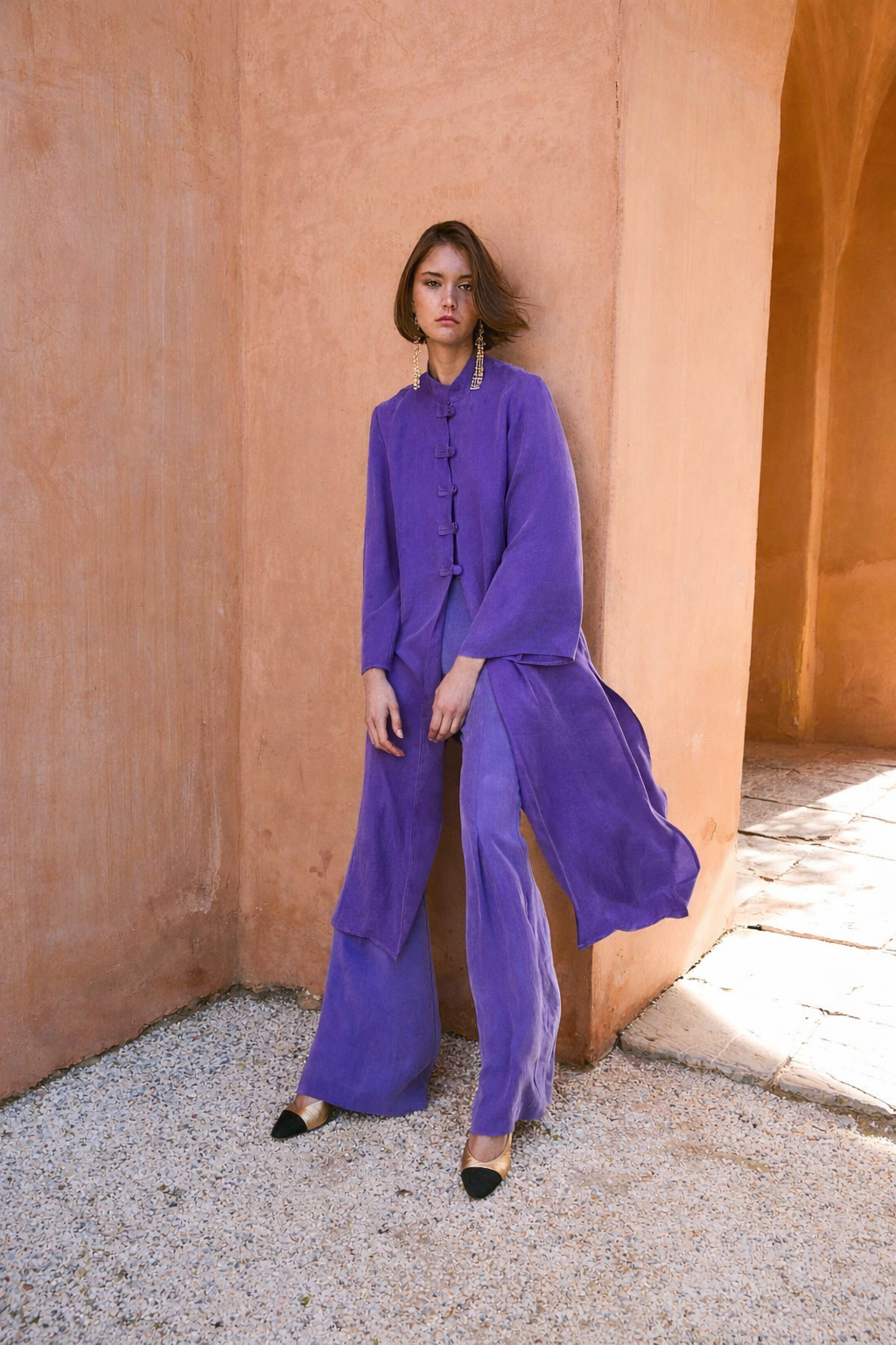 ABRIGO CHINISKI CUPRO MORADO