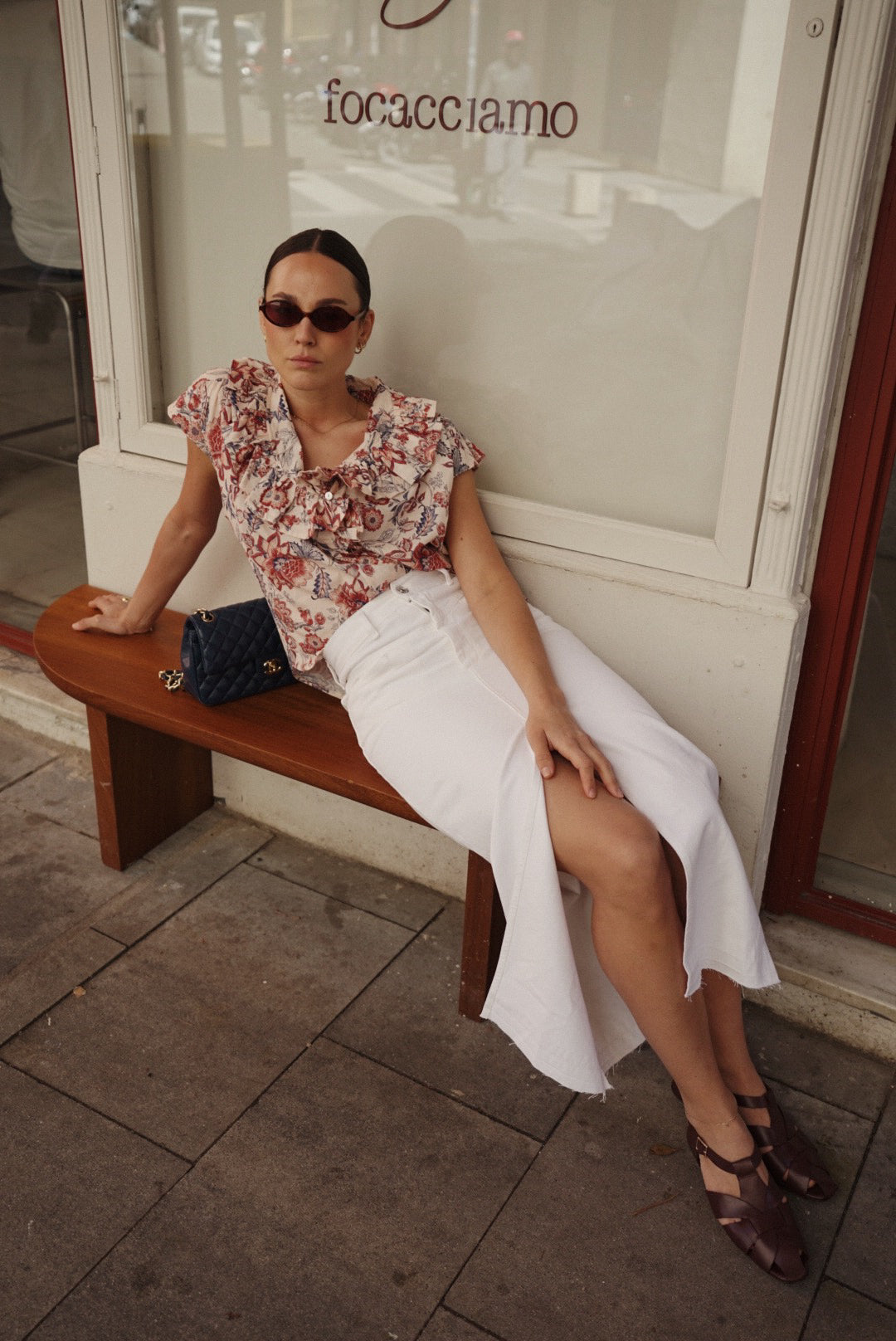 TWILL DENIM ECRU SKIRT