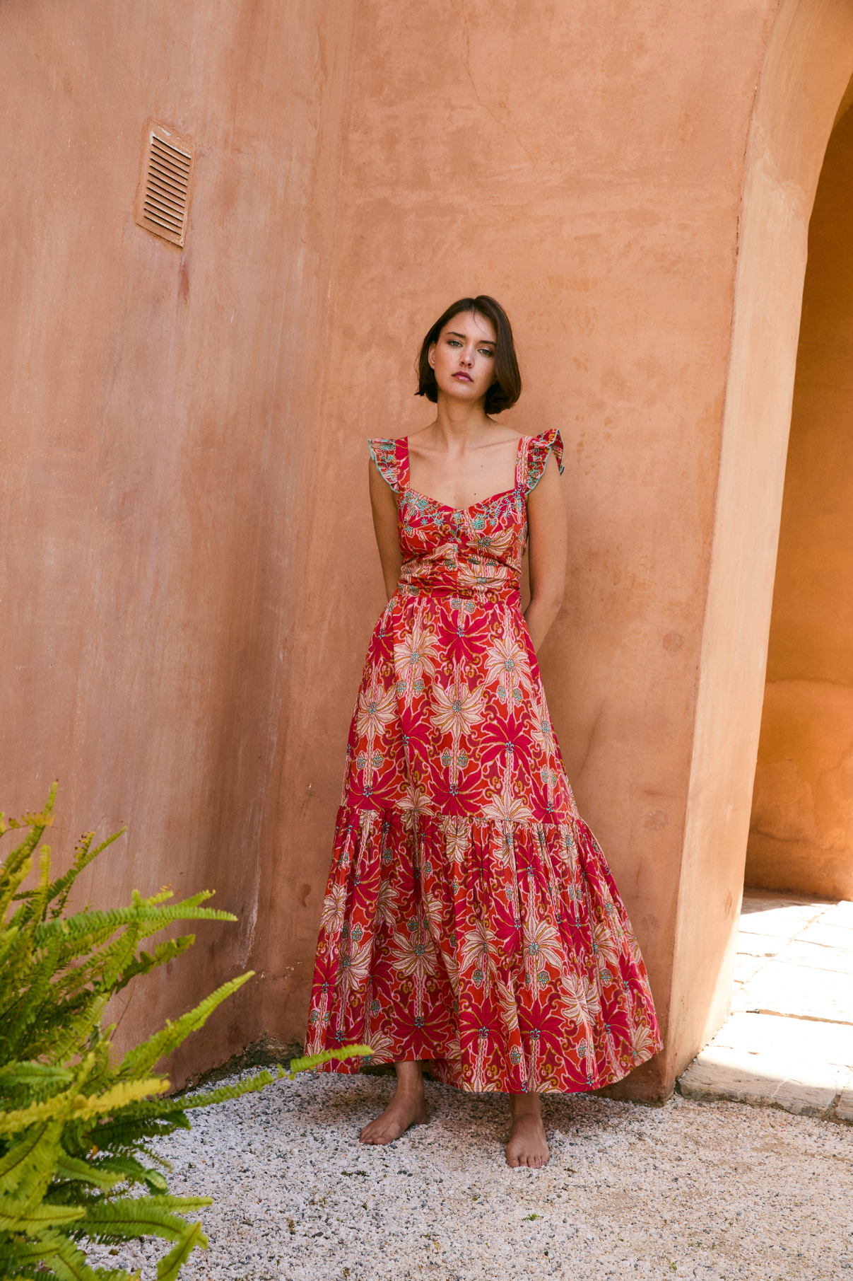 VESTIDO ISI PALMAS ROJO