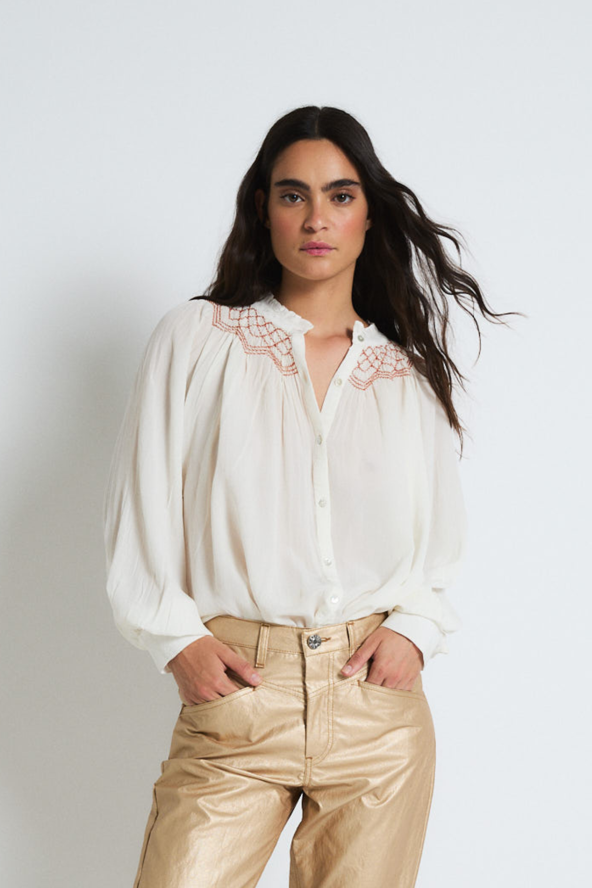 BLUSA TULIPAN VOILE CRUDO