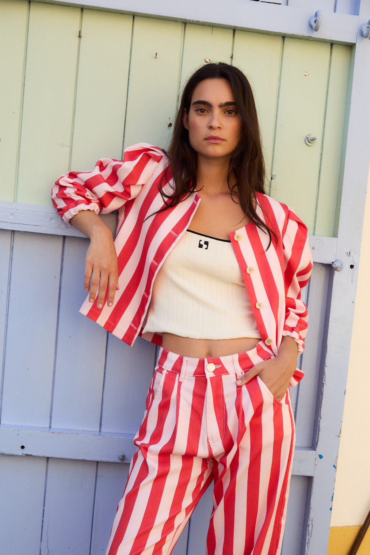 CHAQUETA FAROL BARRAS ROJO