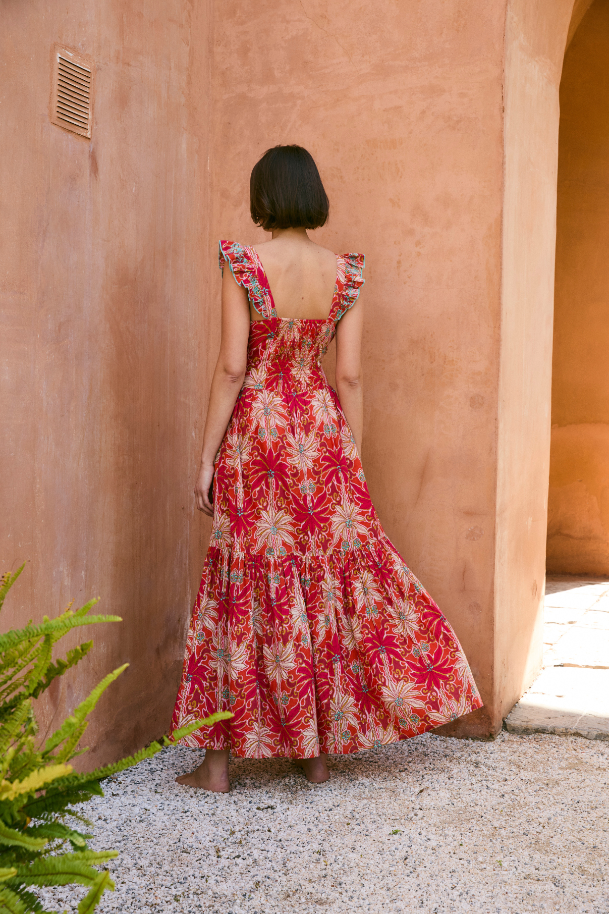 VESTIDO ISI PALMAS ROJO