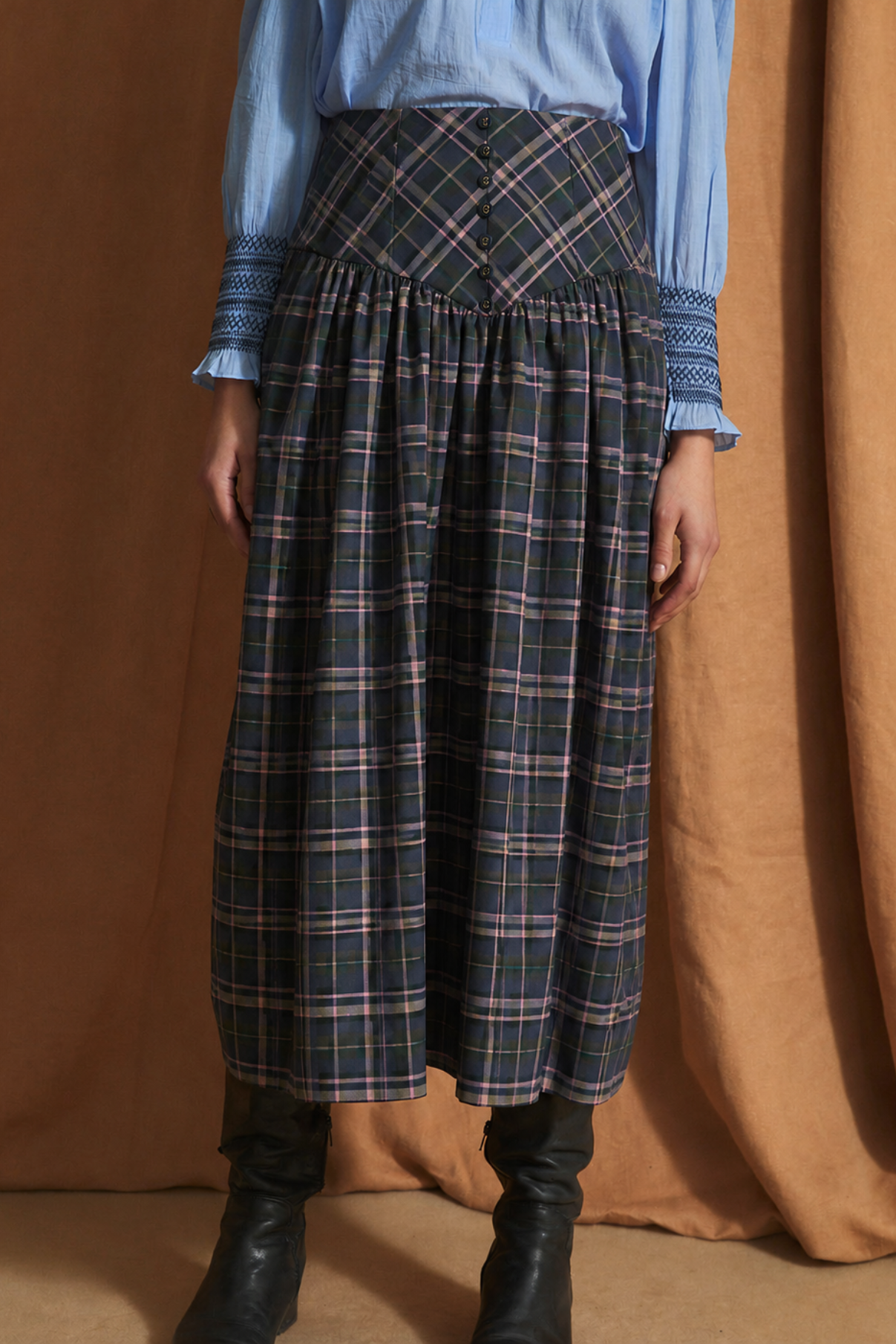 FALDA FEDE TARTAN AZUL