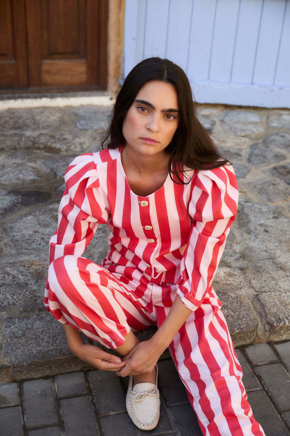 CHAQUETA FAROL BARRAS ROJO