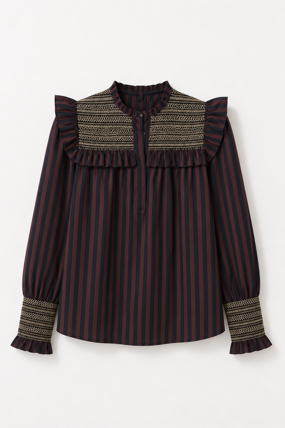 BLUSA CONCHITA LINEAS CHOCOLATE
