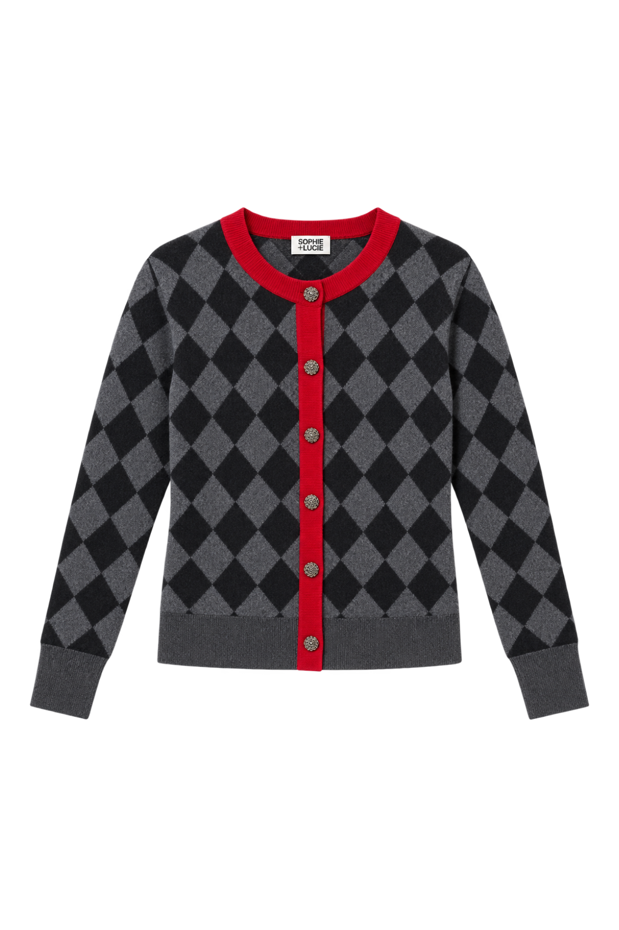 ARLEQUIN KNITTED GREY JACKET