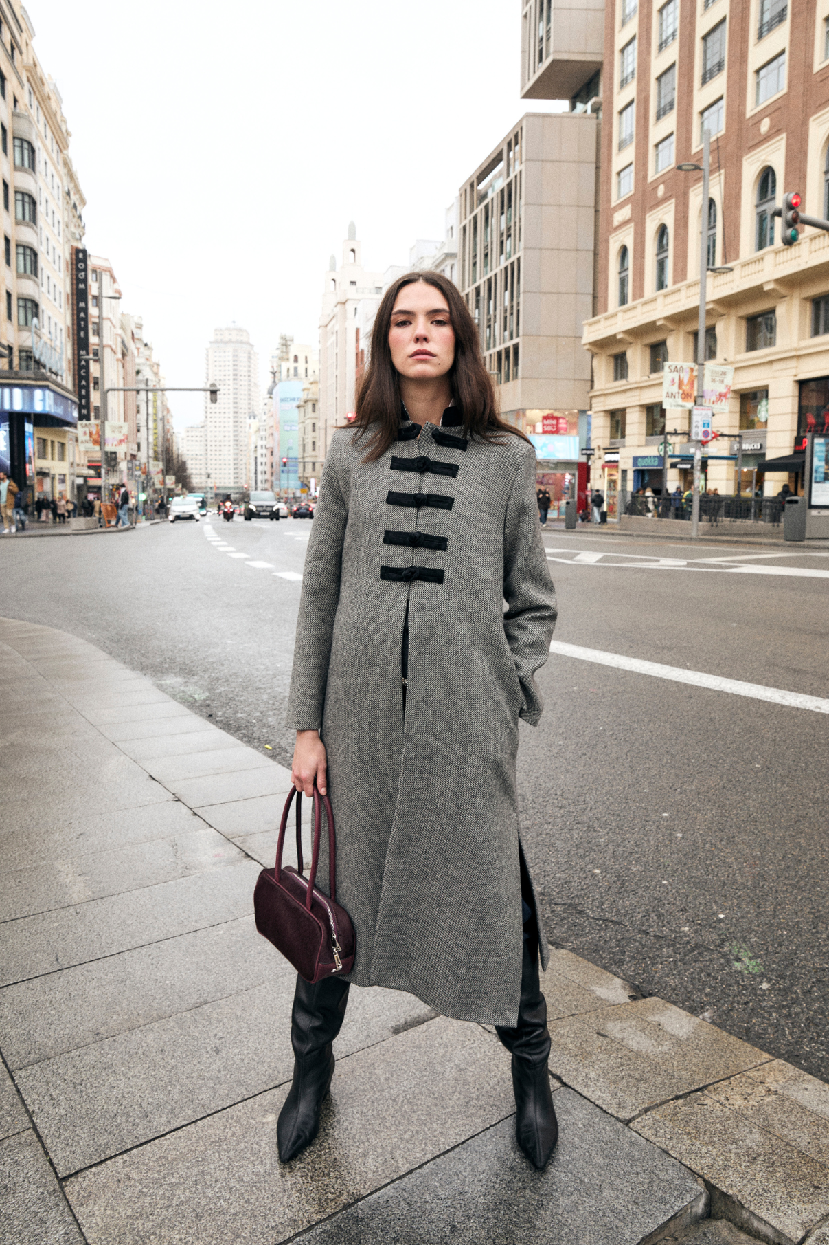 ABRIGO CHINISKI CHEVIOT GRIS