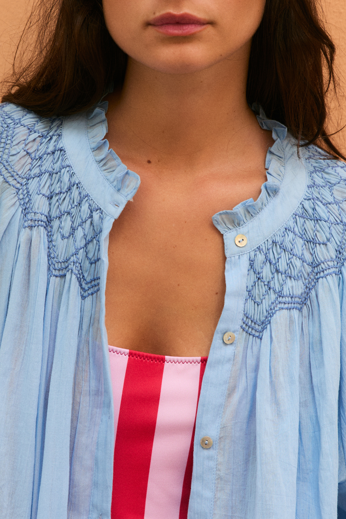 BLUSA TULIPAN VOILE AZUL