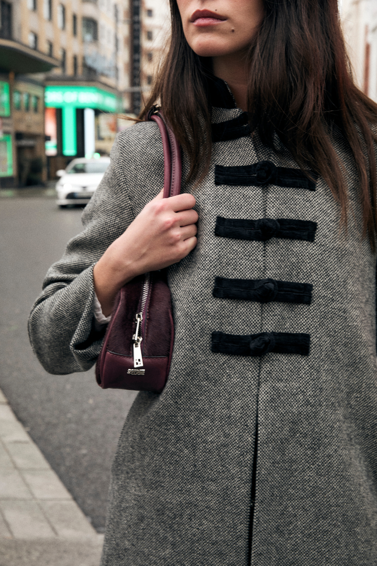 ABRIGO CHINISKI CHEVIOT GRIS