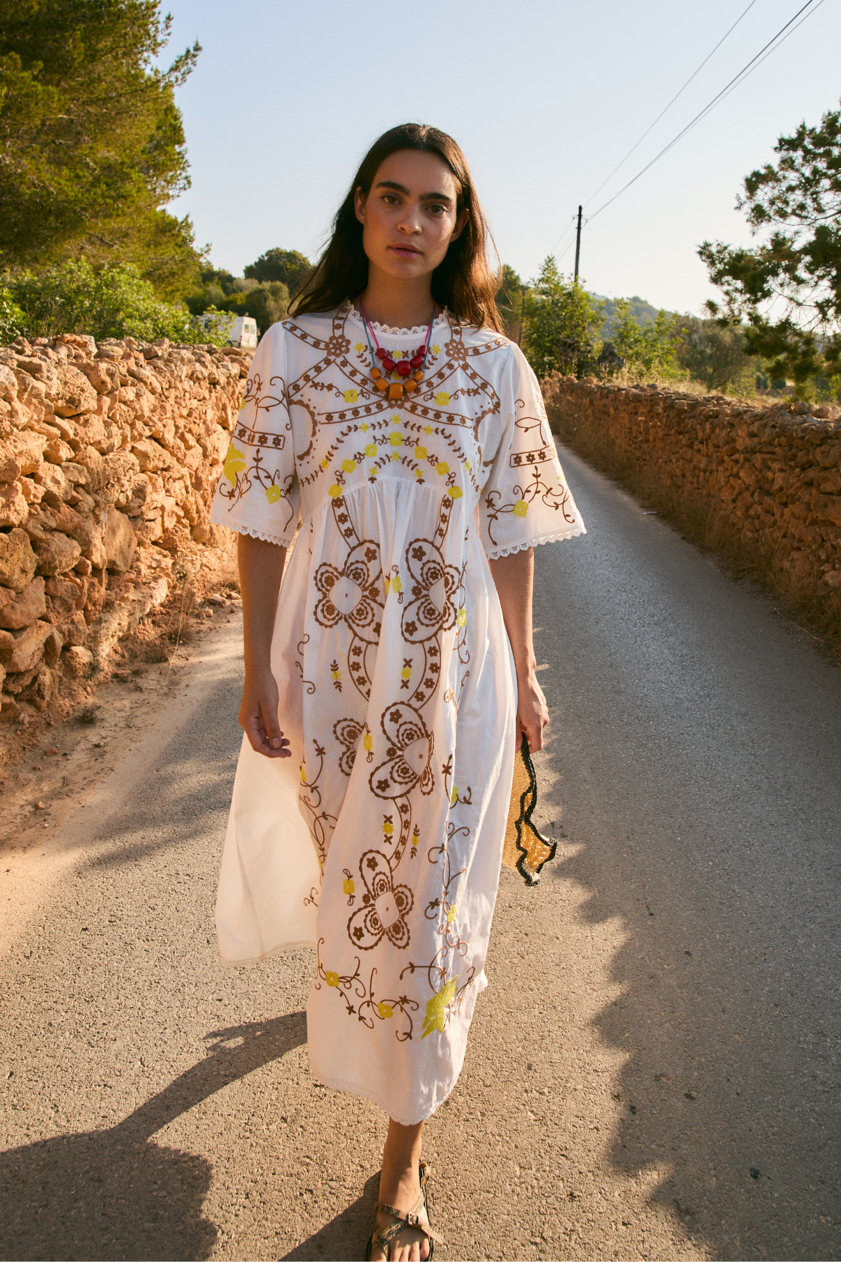VESTIDO AMAPOLA EMBROIDERY CRUDO