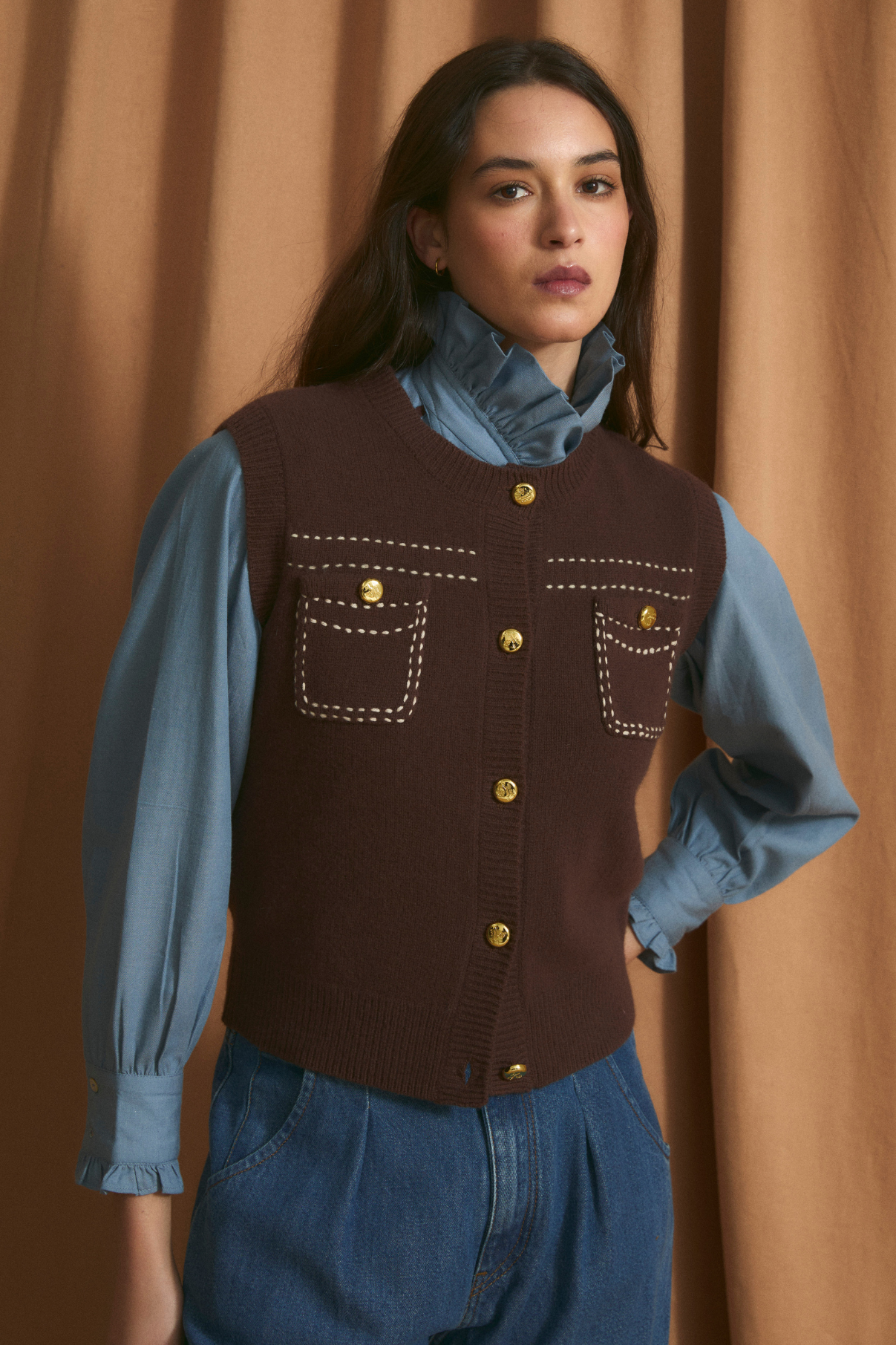 CHALECO BOSTON PUNTO MARRON