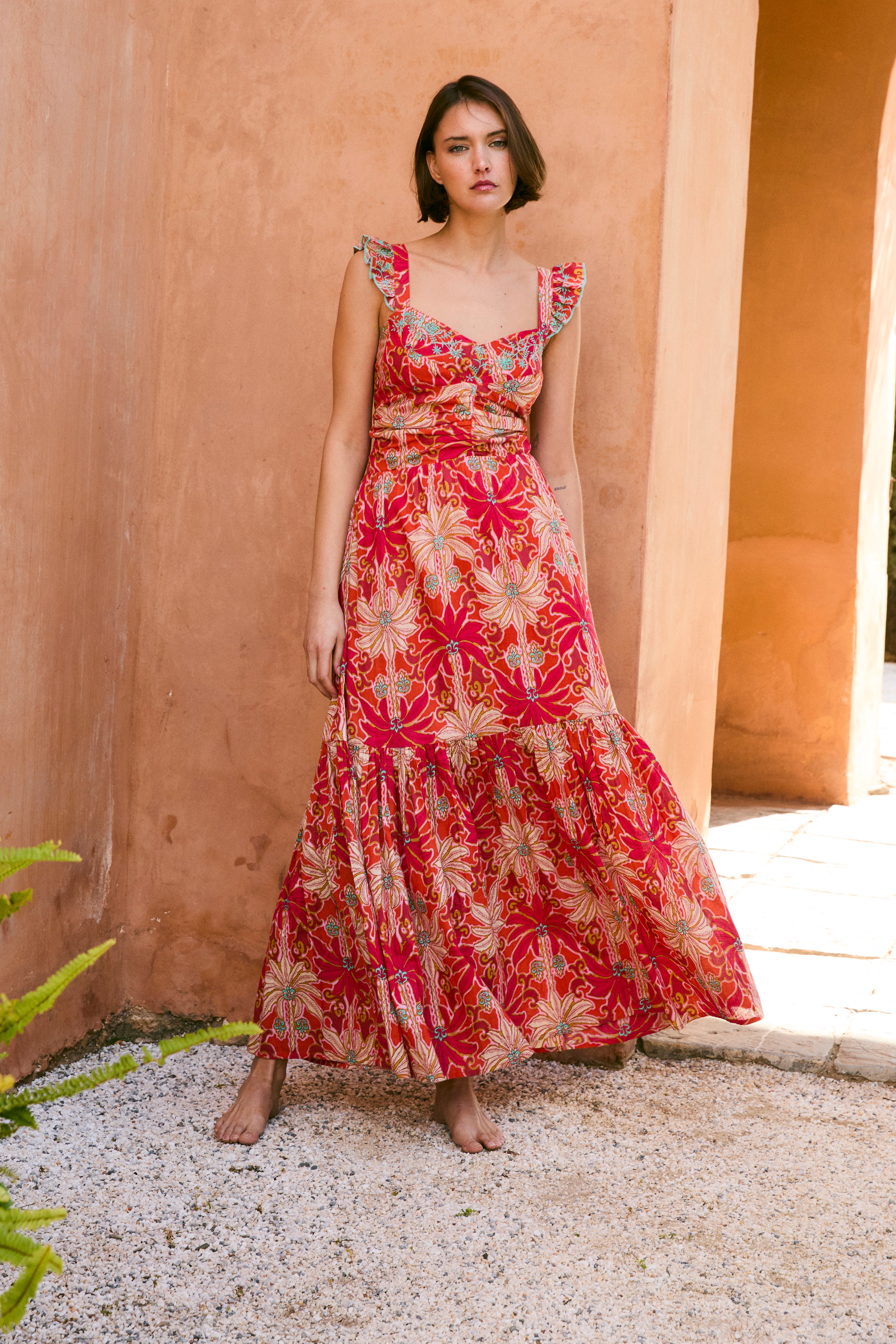 VESTIDO ISI PALMAS ROJO