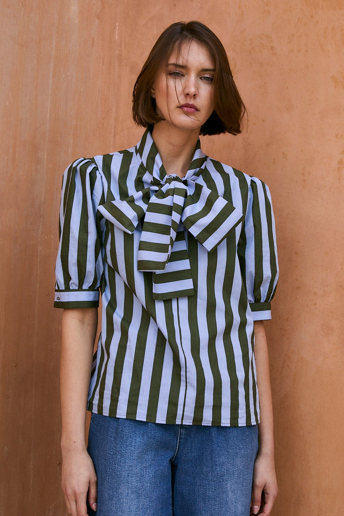 BLUSA LULU RAYAS VERDE