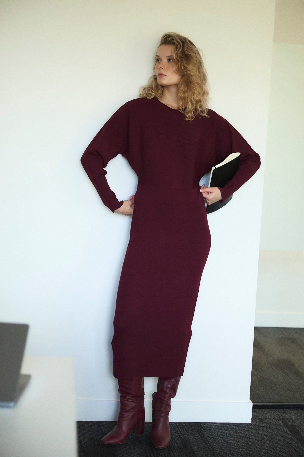 LUCIA KNITTED BURGUNDY DRESS