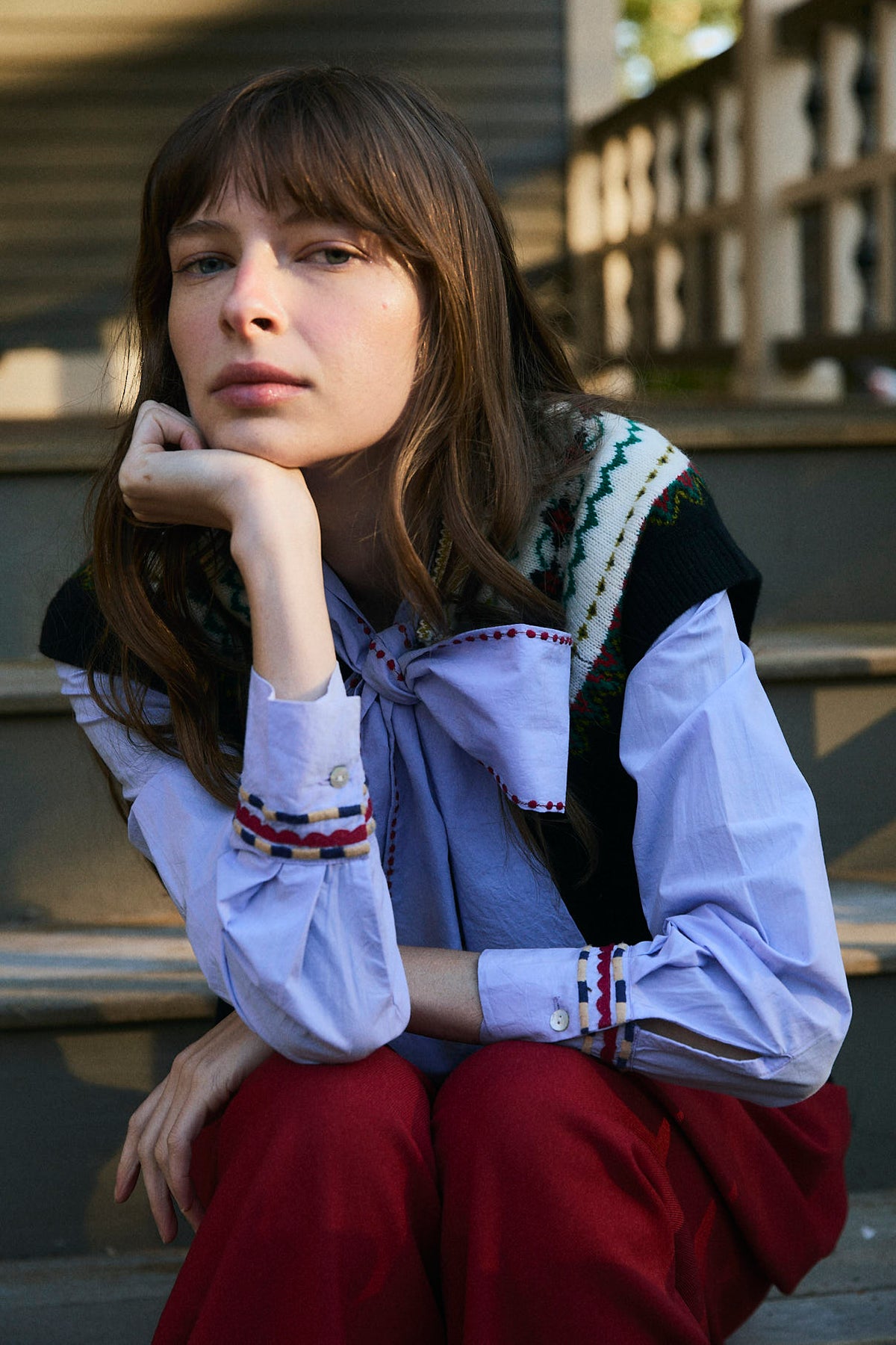 BLUSA LUCIANA POPELIN AZUL