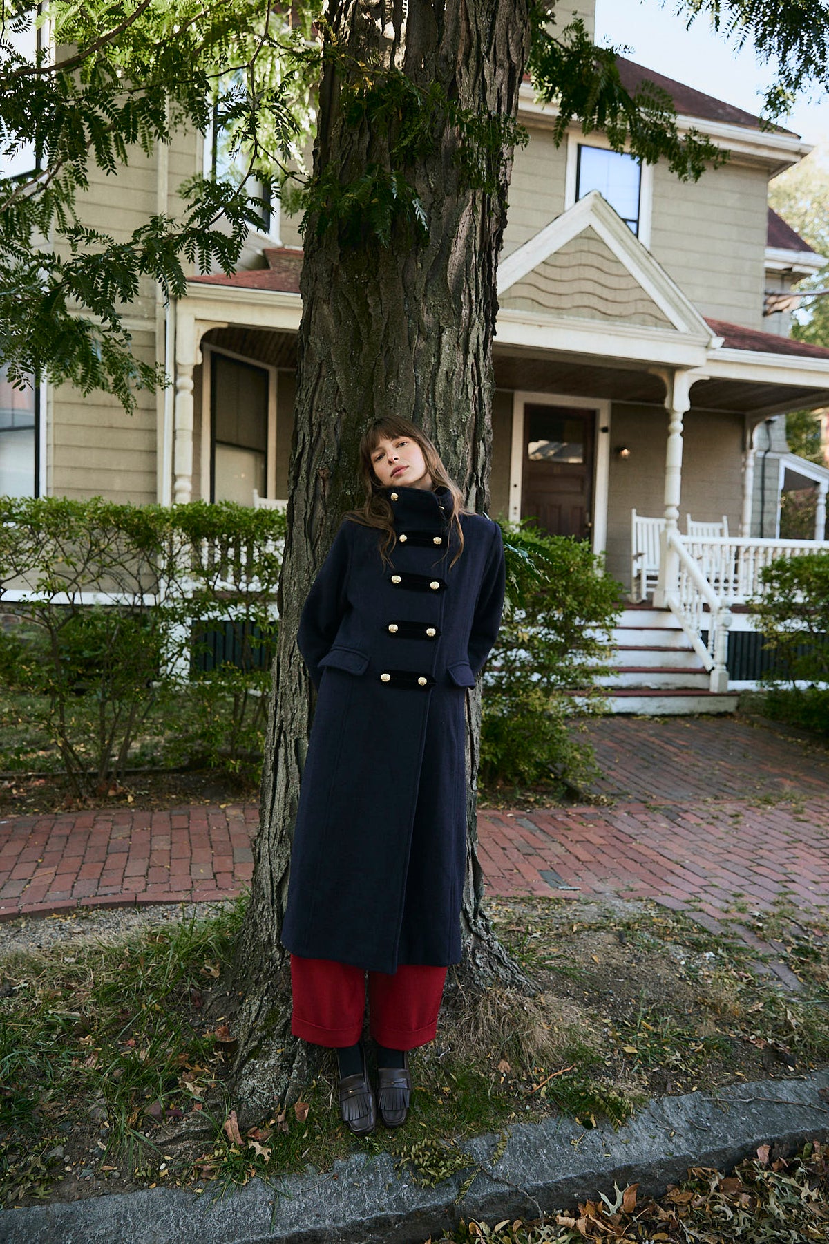 CHIMENEA DIAGONAL NAVY COAT
