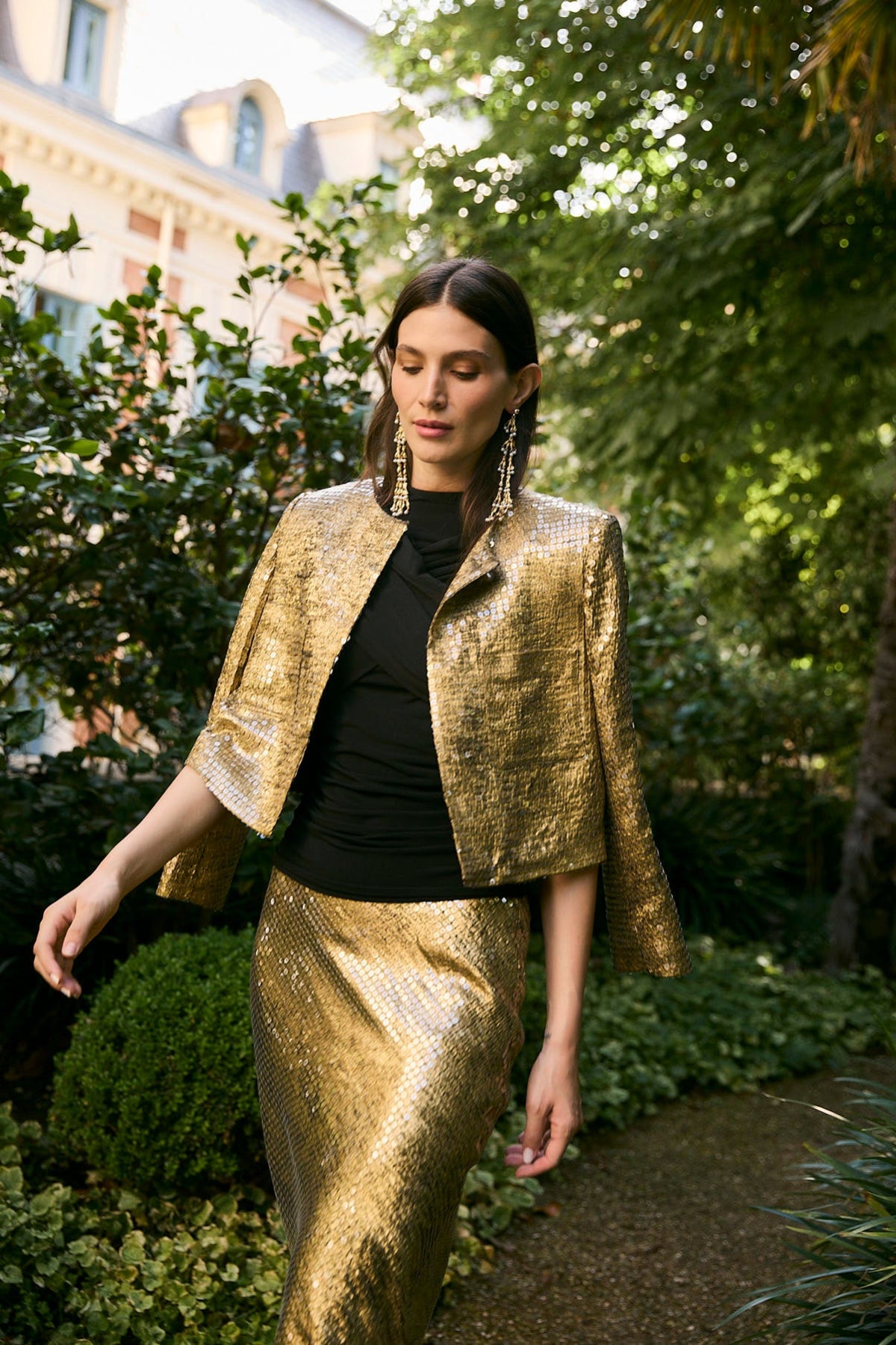 CHAQUETA AINA LENTEJUELA ORO