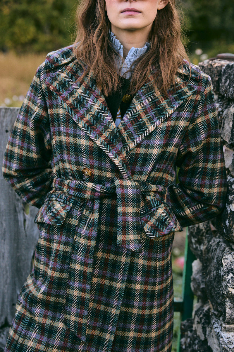 MANTEAU LALAN CARREAUX VIOLET