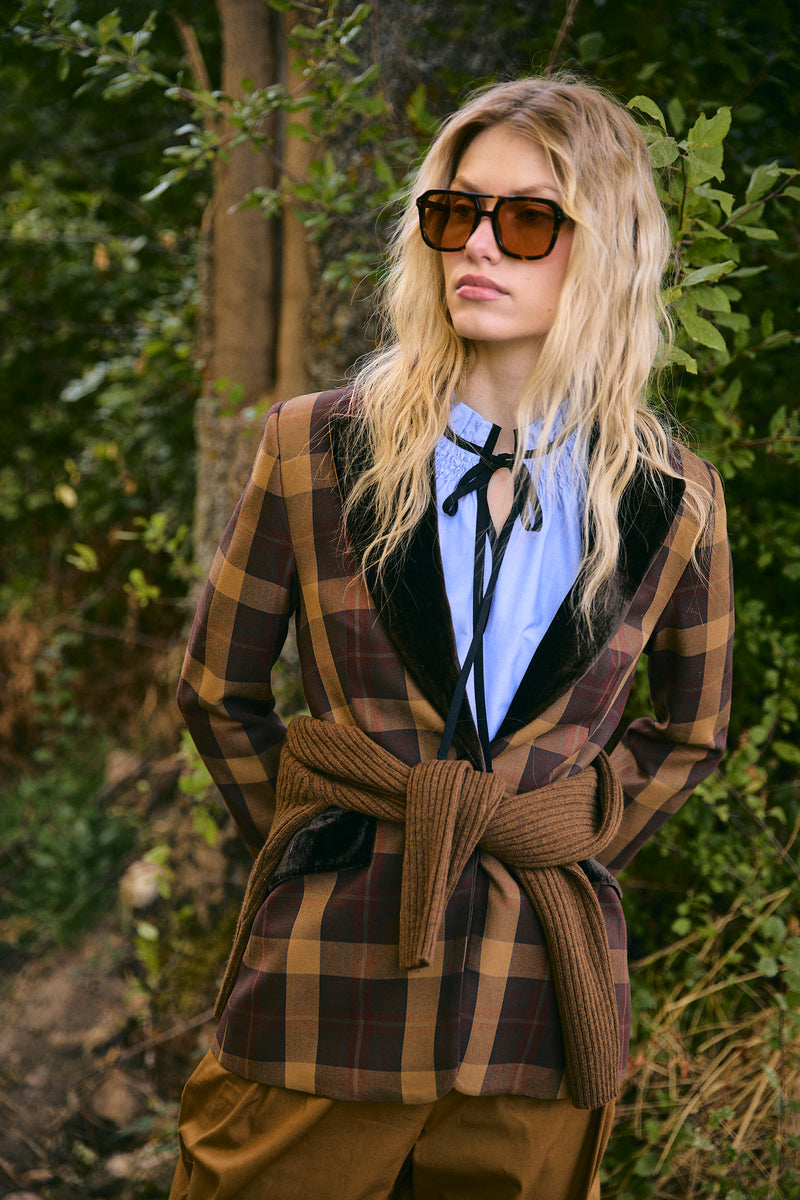 BLAZER ANA MADRAS MARRON