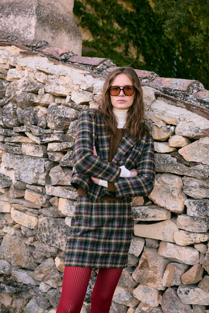 VESTE SPENCER CARREAUX VIOLETS