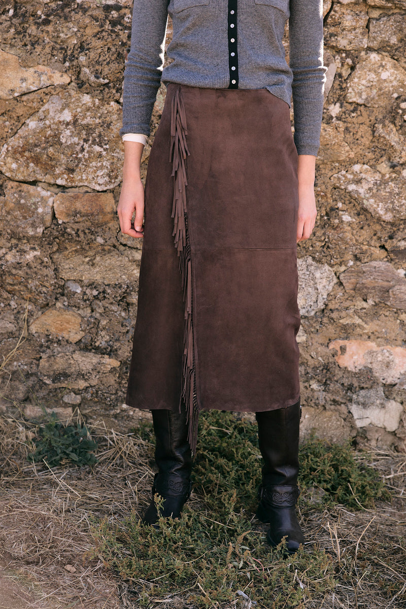 CACERES LEATHER BROWN SKIRT