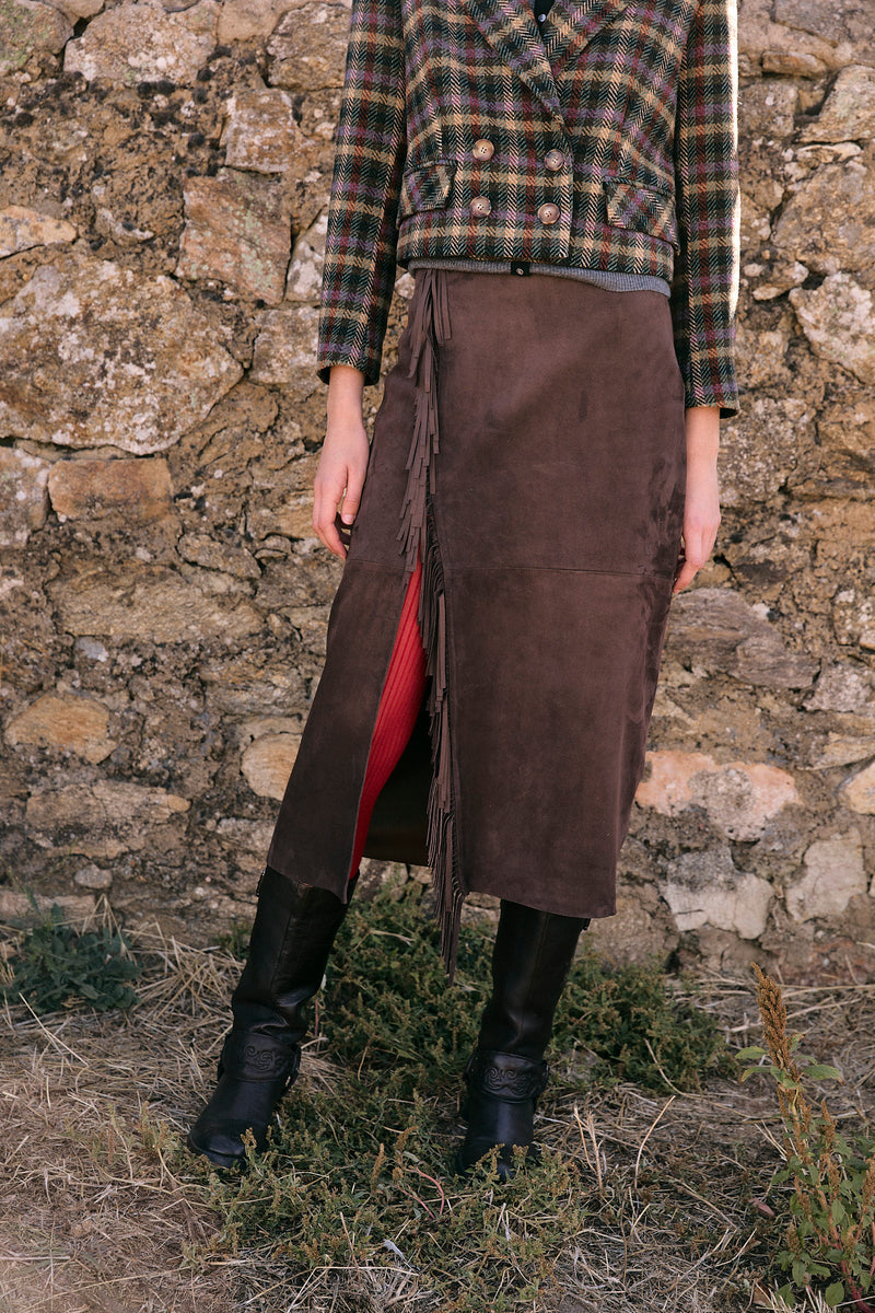 CACERES LEATHER BROWN SKIRT