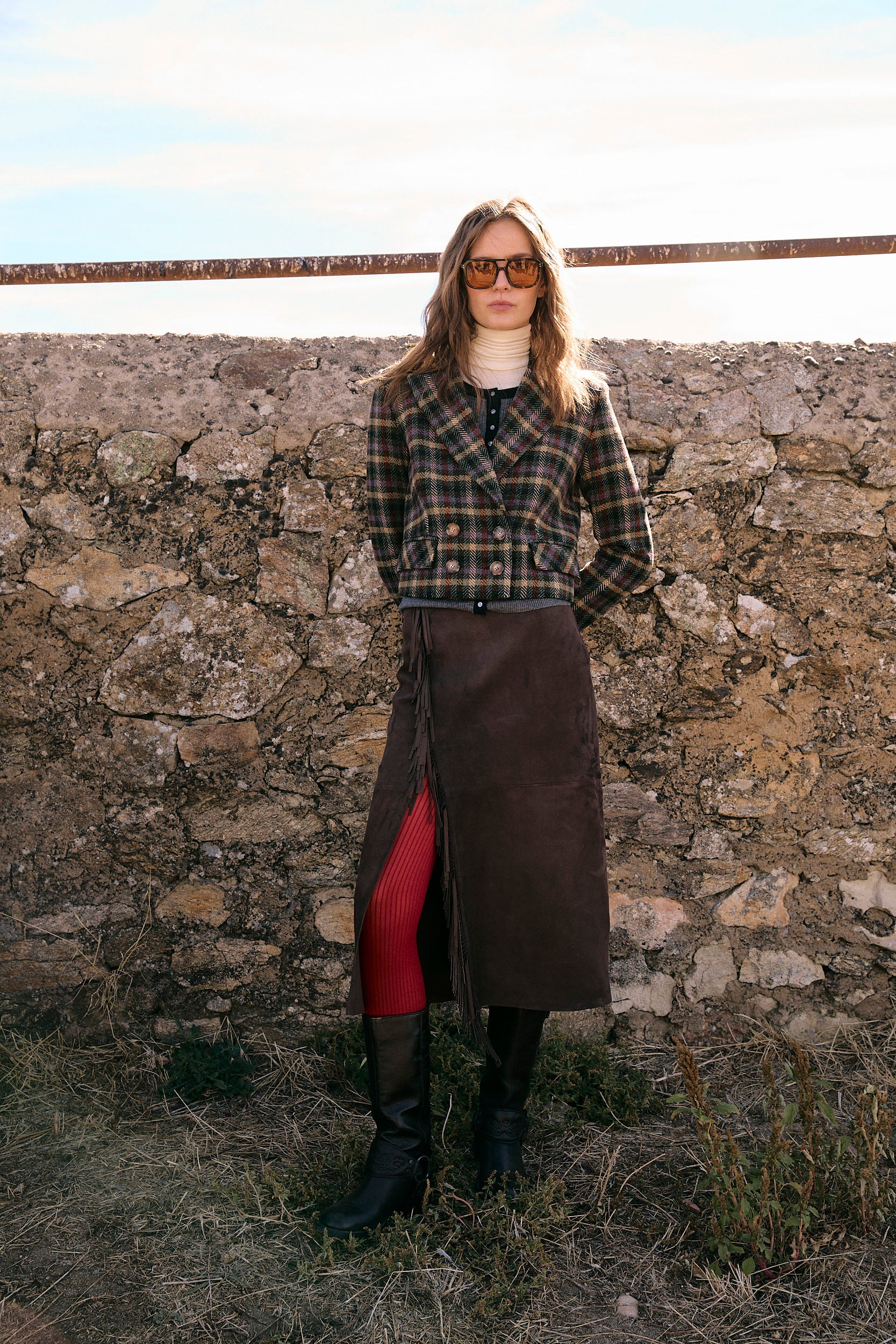 CHAQUETA SPENCER CUADROS MORADO